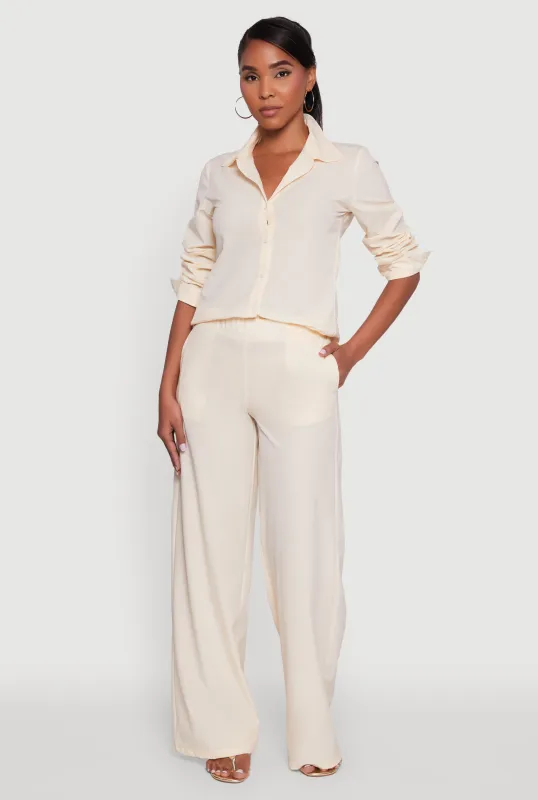 Daisy Nylon High Waisted Wide Leg Pants sold by Rainbow