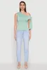 Trendy Tie Sleeve Ruched Asymmetrical Top sold by Rainbow