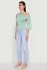 Trendy Tie Sleeve Ruched Asymmetrical Top sold by Rainbow