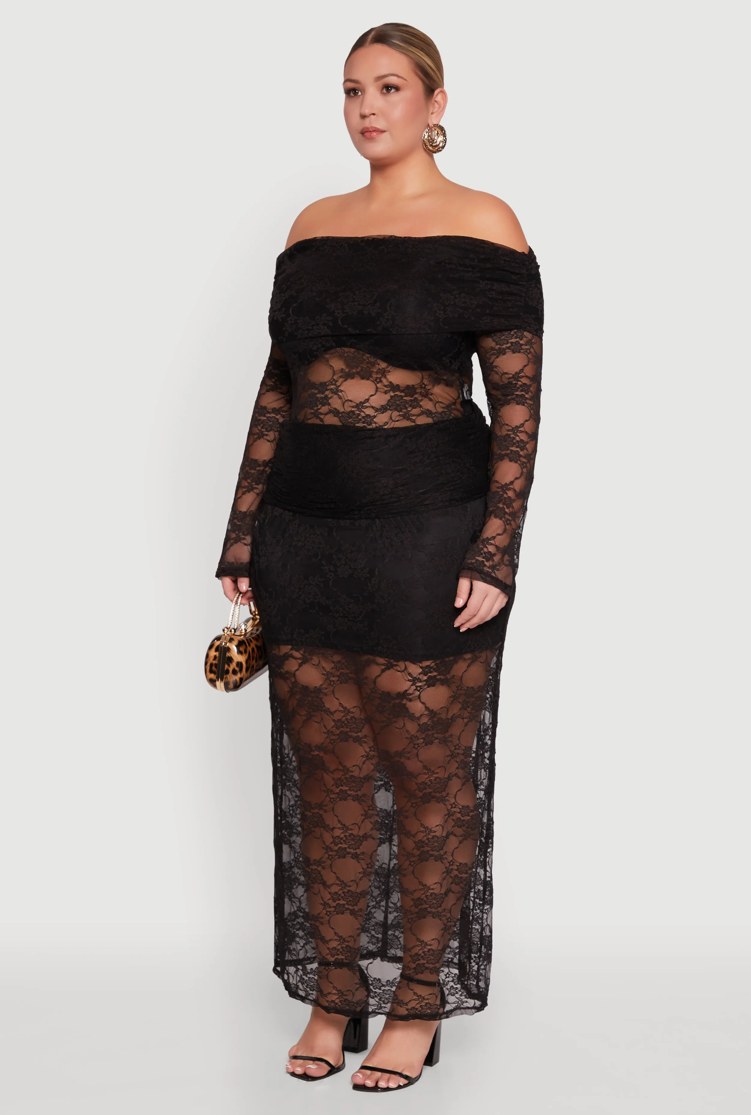 Plus Size Lace Fold Over Off The Shoulder Blouse sold by Rainbow product image thumbnail 5