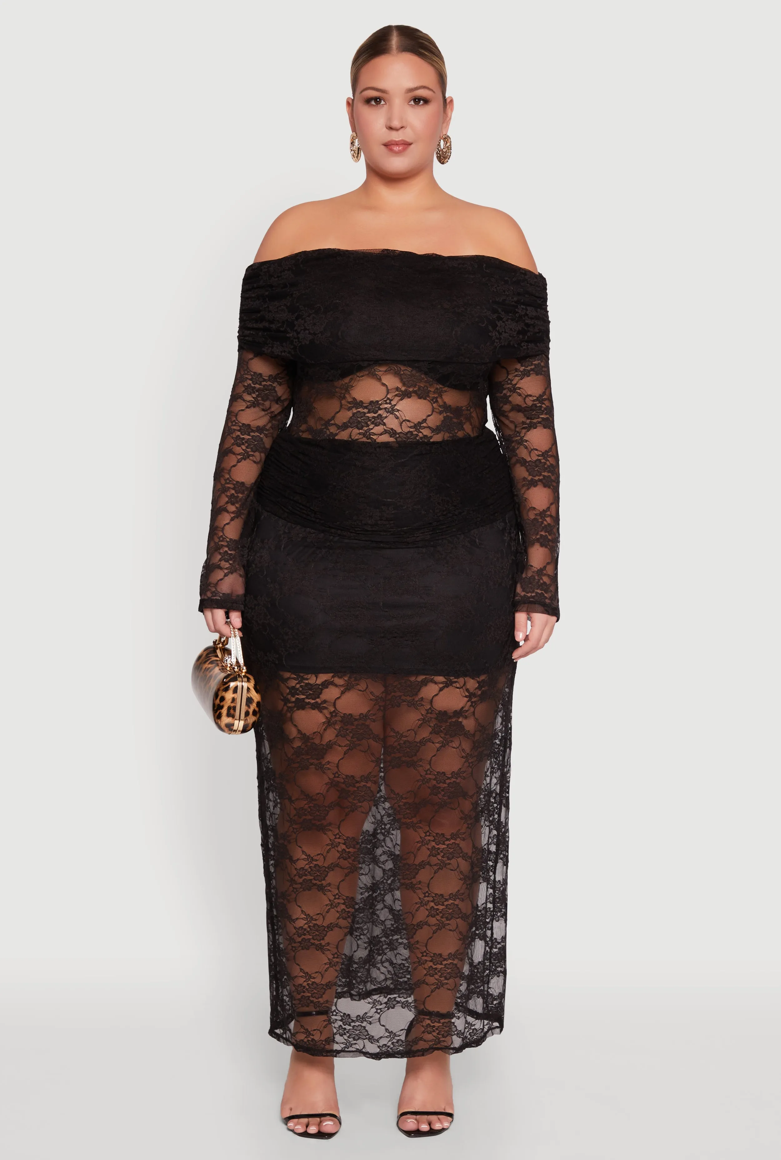 Plus Size Lace Fold Over Off The Shoulder Blouse sold by Rainbow product image thumbnail 2