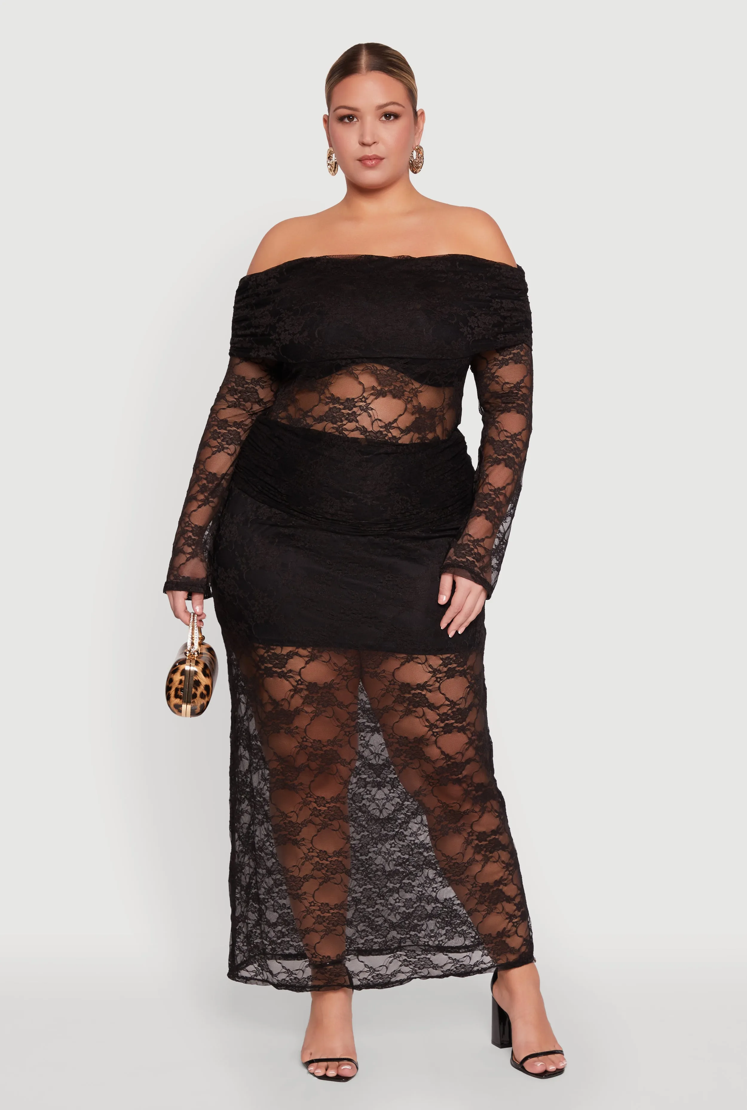 Plus Size Lace Fold Over Off The Shoulder Blouse sold by Rainbow product image thumbnail 3