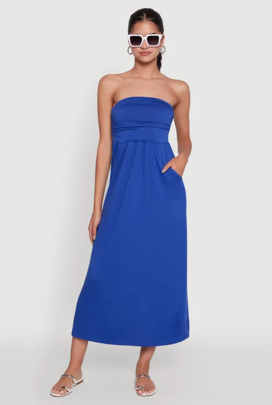 Chic Soft Knit Ruched Midi Tube Dress sold by Rainbow