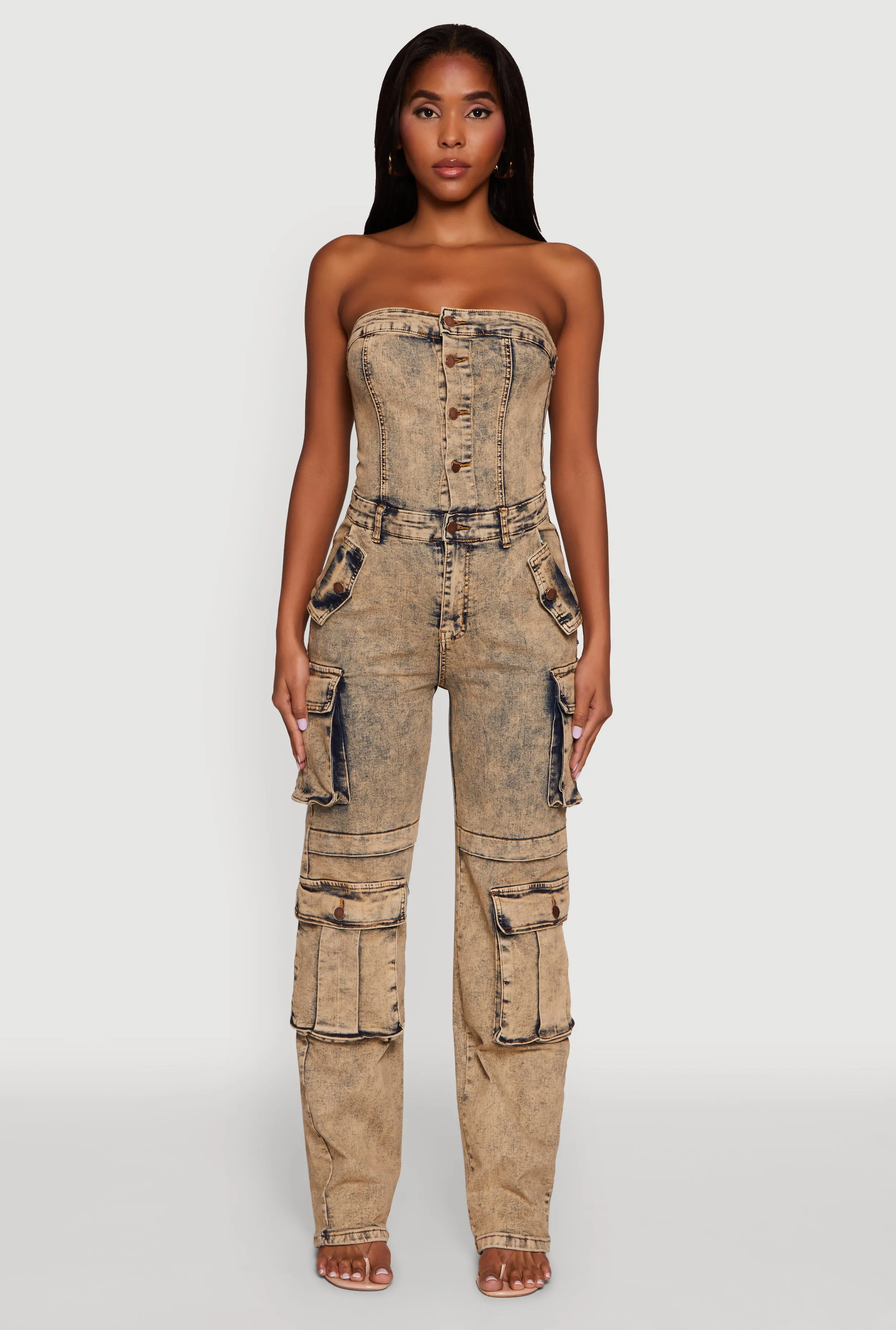 Daisy Mineral Wash Denim Jumpsuit with Cargo Pockets sold by Rainbow product image thumbnail 2