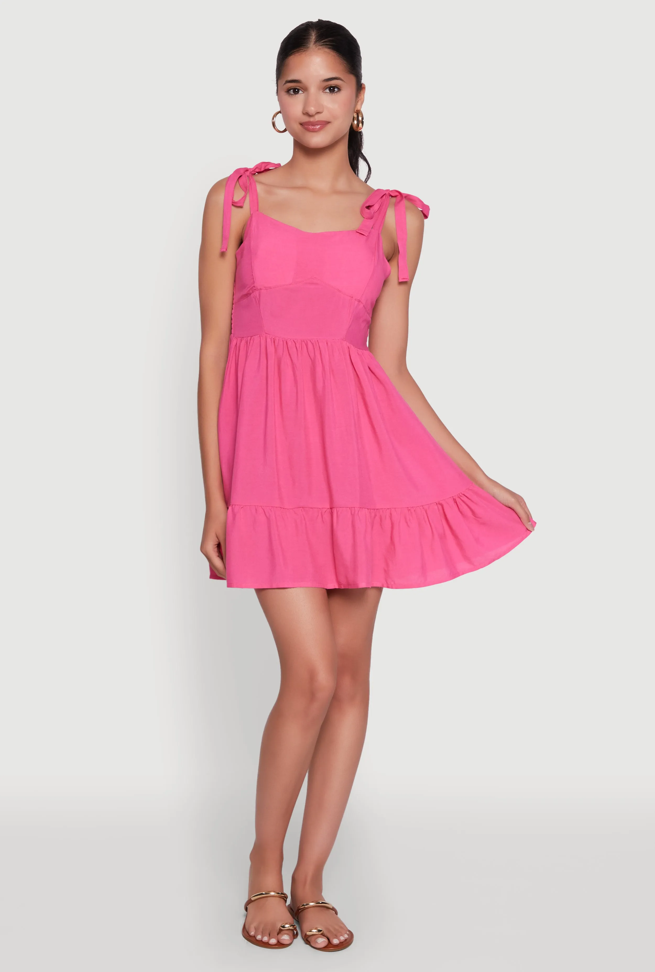 Chic Sundress with Tie Straps and Sweetheart Neckline sold by Rainbow