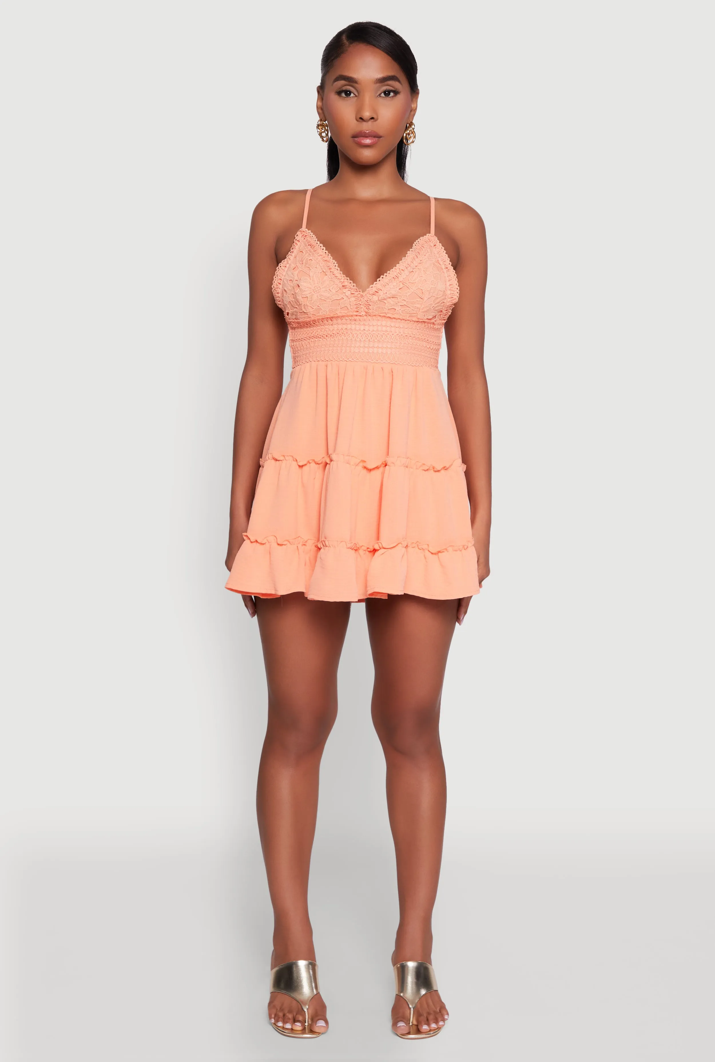 Chic Crochet Detail V Neck Tiered Dress sold by Rainbow product image thumbnail 2