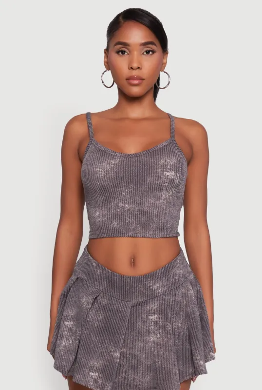 Trendy Acid Wash V Neck Cropped Cami sold by Rainbow