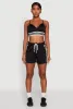 Stylish Sleeveless V-Neck Crop Top with Contrast Trim and Varsity Stripe sold by Rainbow
