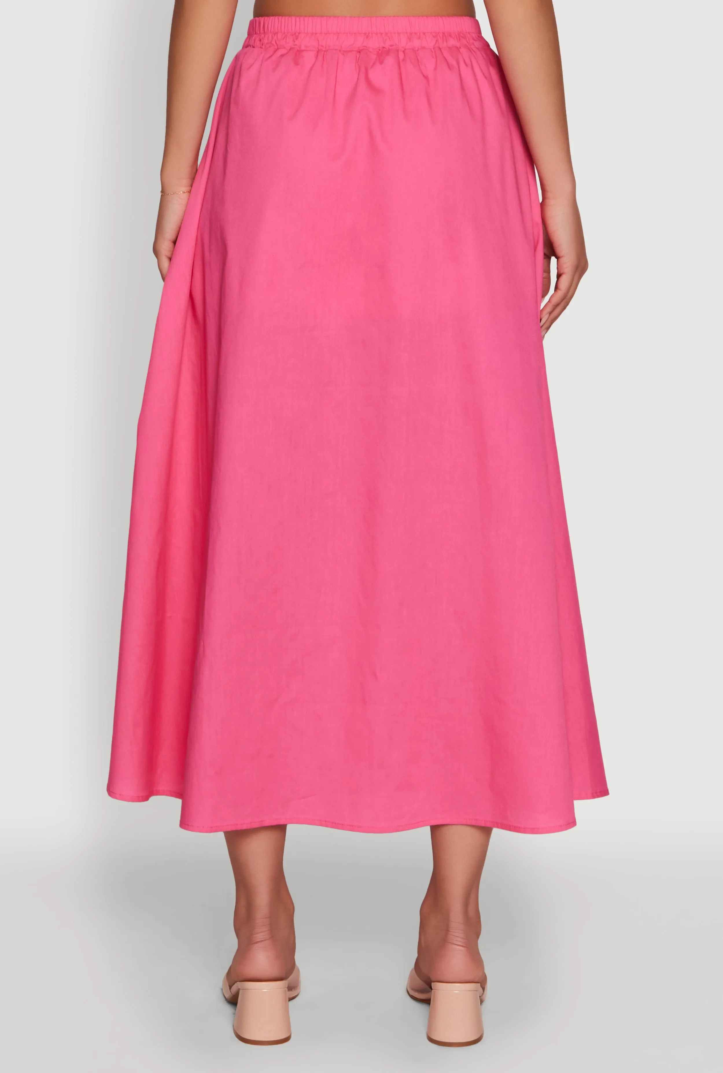Trendy Poplin High Waisted Side Slit Midi Skirt sold by Rainbow product image thumbnail 5