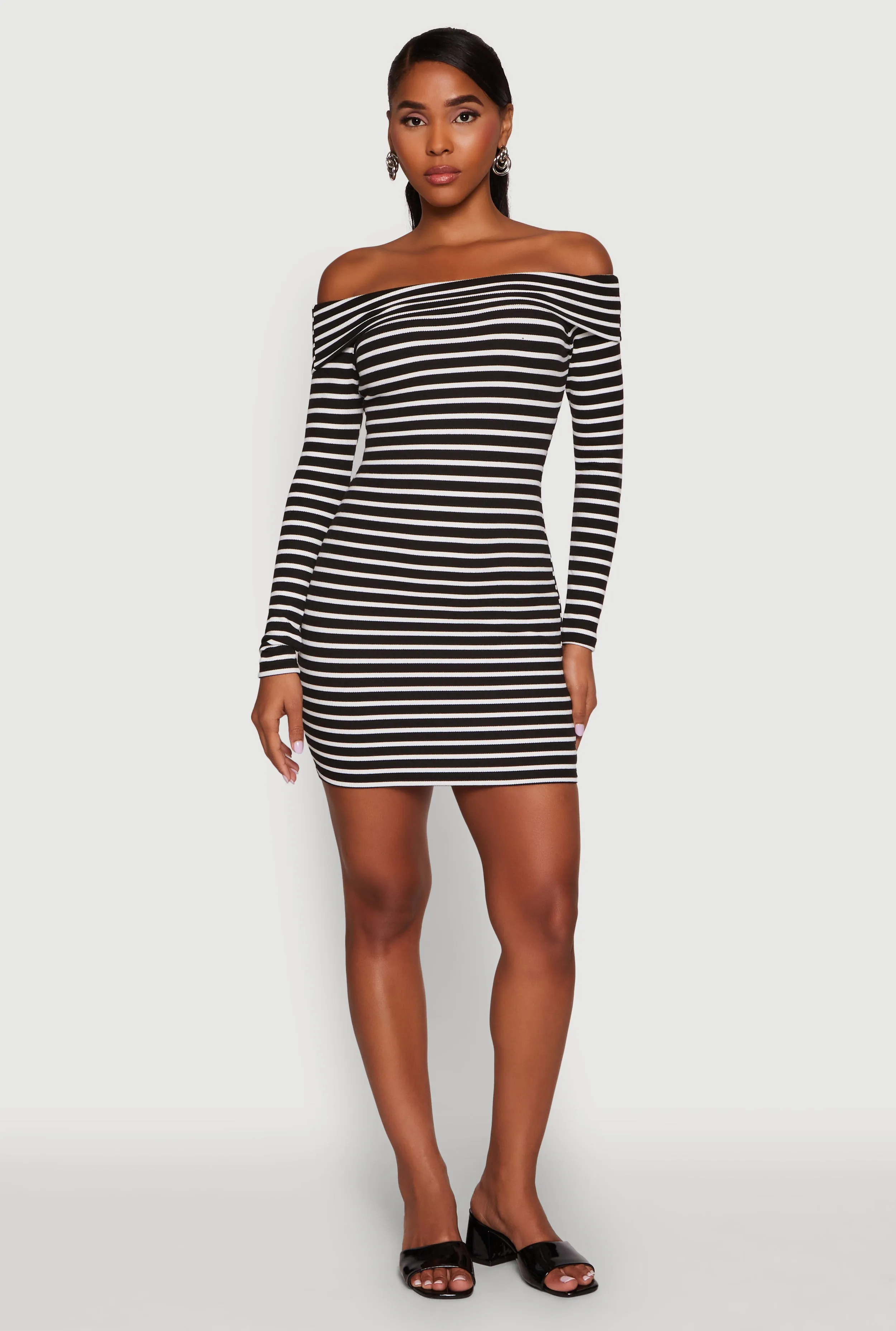 Iris Striped Off The Shoulder Mini Bodycon Dress sold by Rainbow product image thumbnail 2