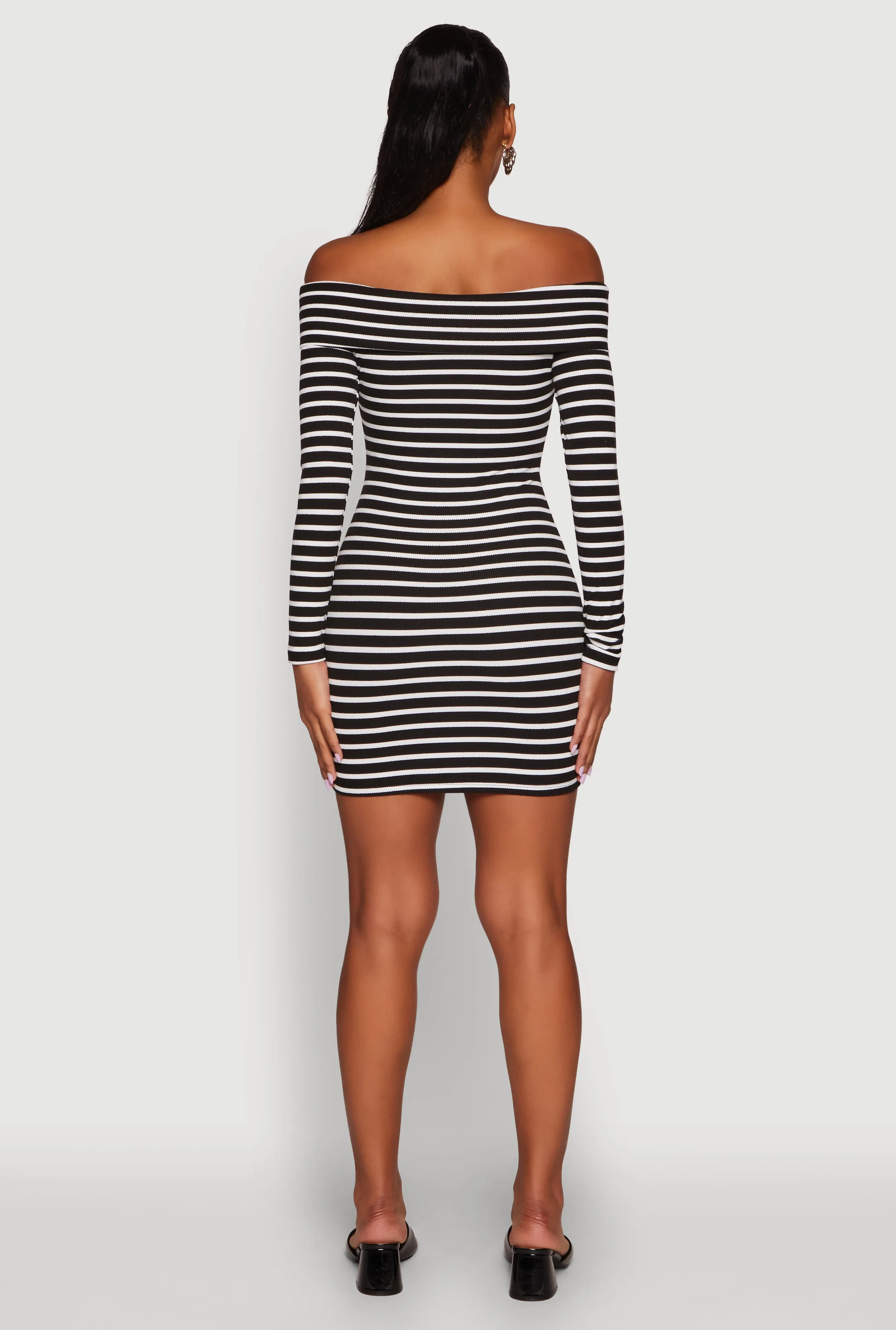 Iris Striped Off The Shoulder Mini Bodycon Dress sold by Rainbow product image thumbnail 4