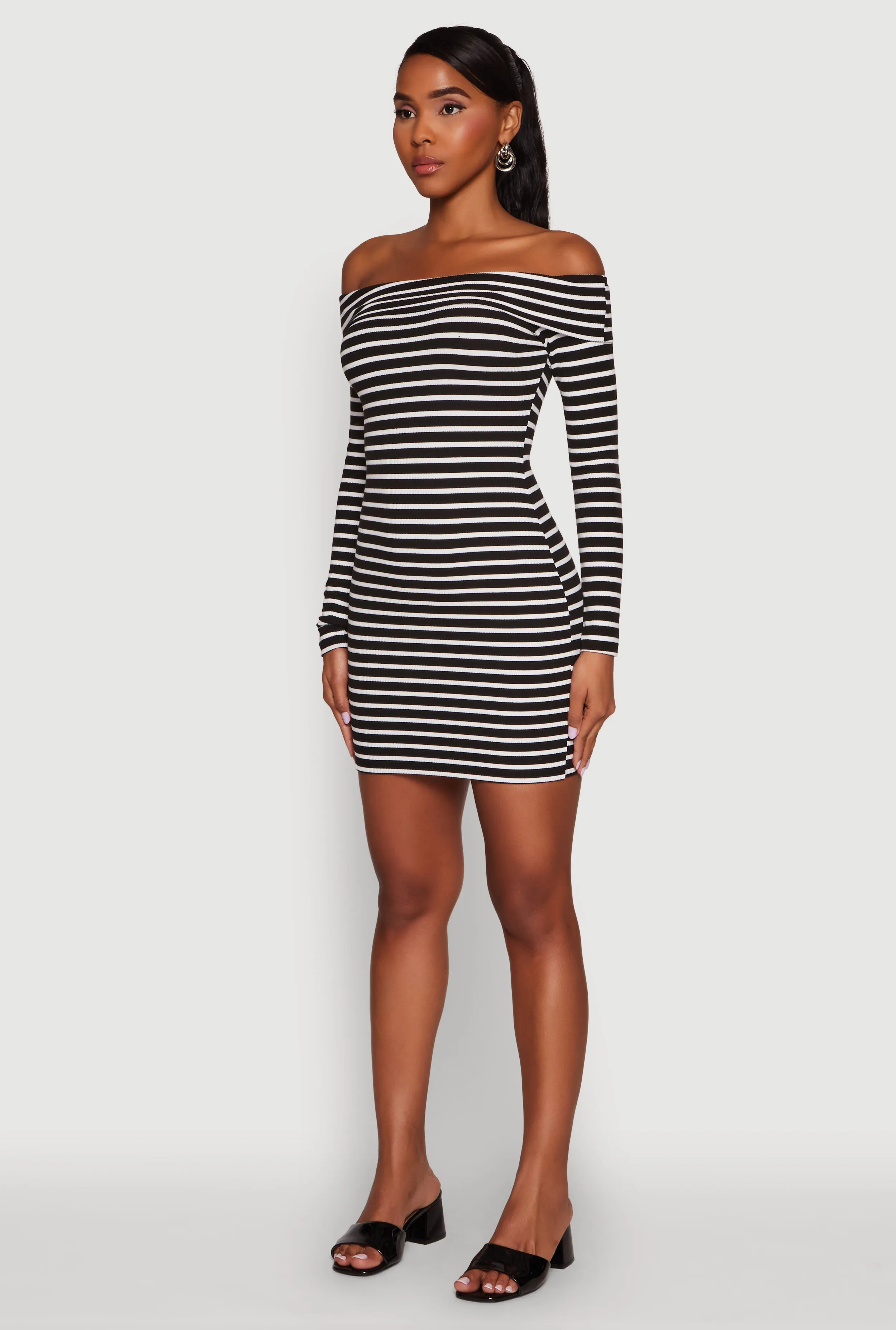 Iris Striped Off The Shoulder Mini Bodycon Dress sold by Rainbow product image thumbnail 3