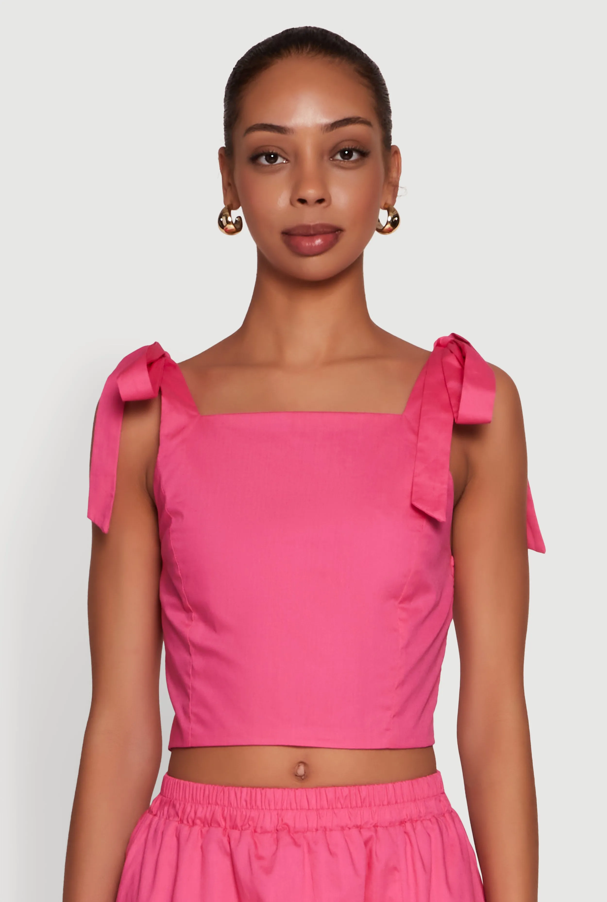 Chic Bow Detail Smocked Crop Top sold by Rainbow