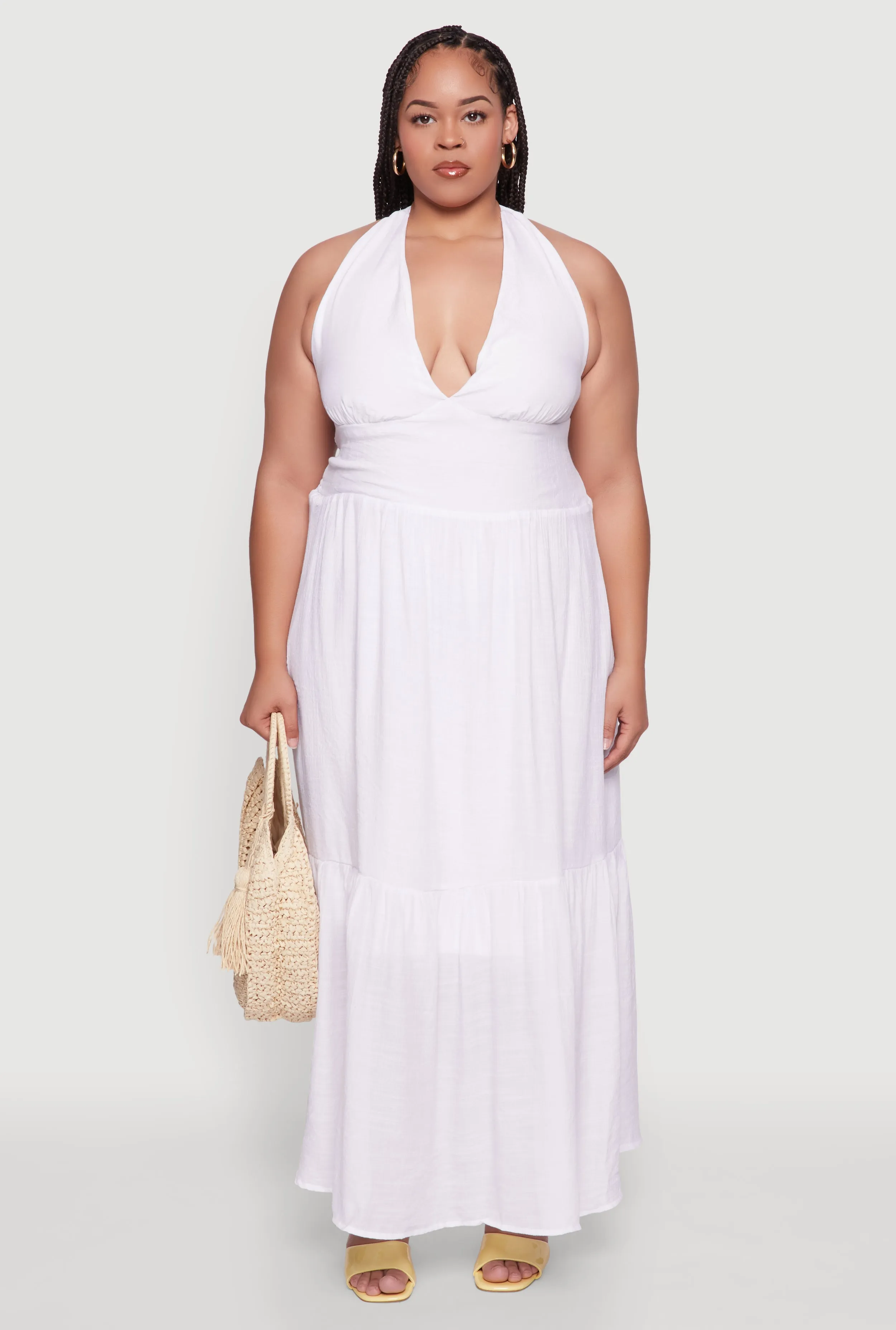 Plus Size Chic Smocked Back Halter Maxi Sundress sold by Rainbow product image thumbnail 2