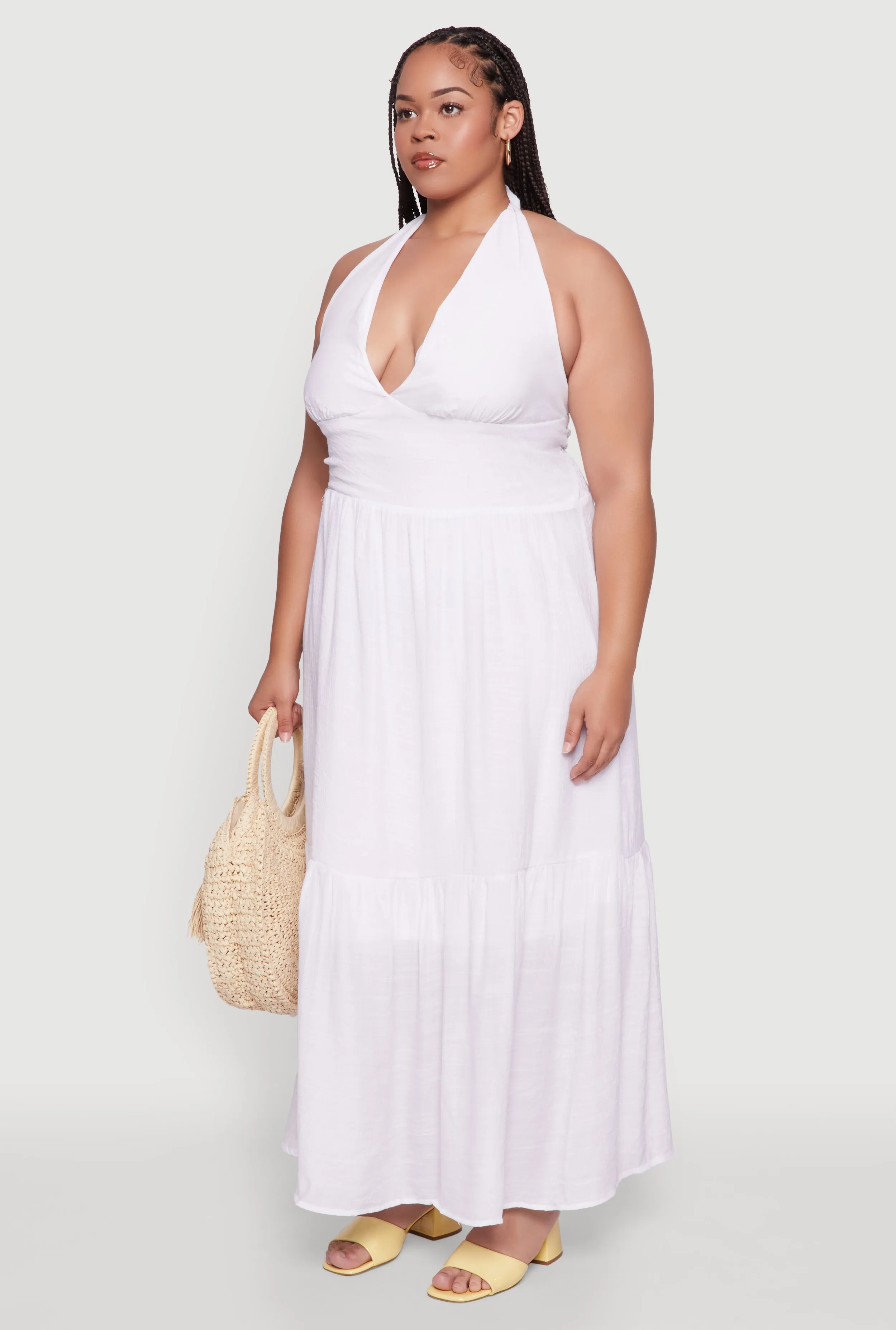 Plus Size Chic Smocked Back Halter Maxi Sundress sold by Rainbow product image thumbnail 3