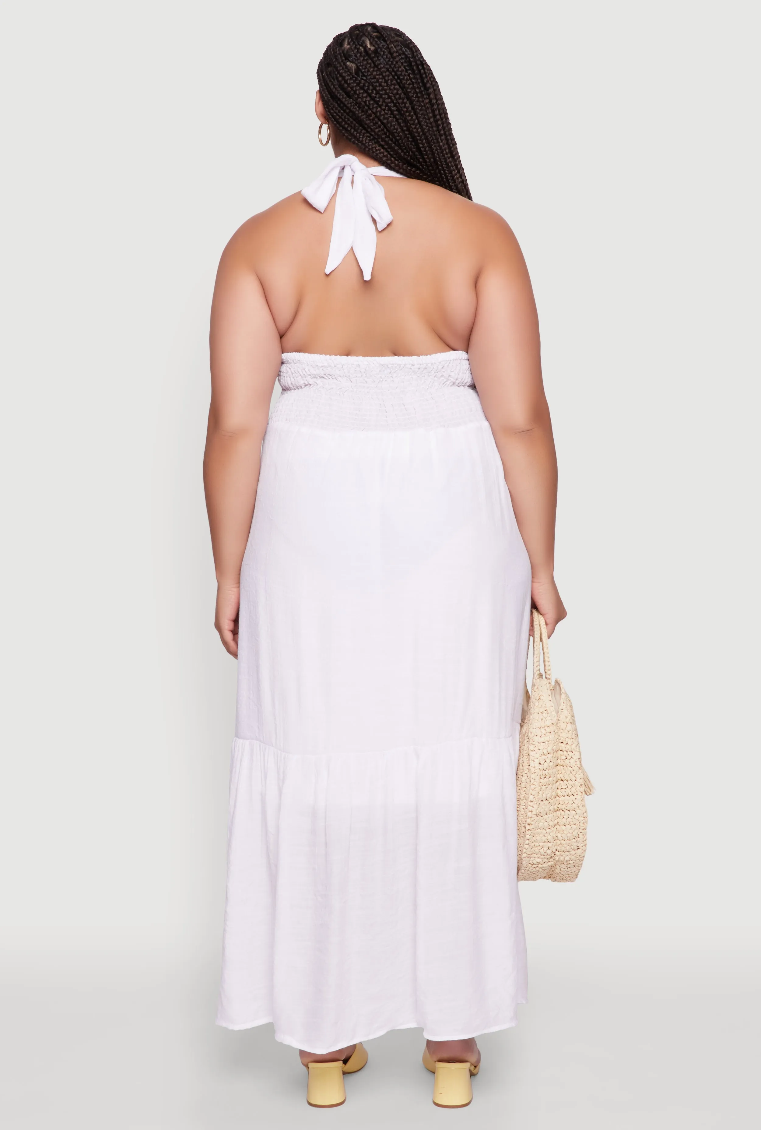 Plus Size Chic Smocked Back Halter Maxi Sundress sold by Rainbow product image thumbnail 5