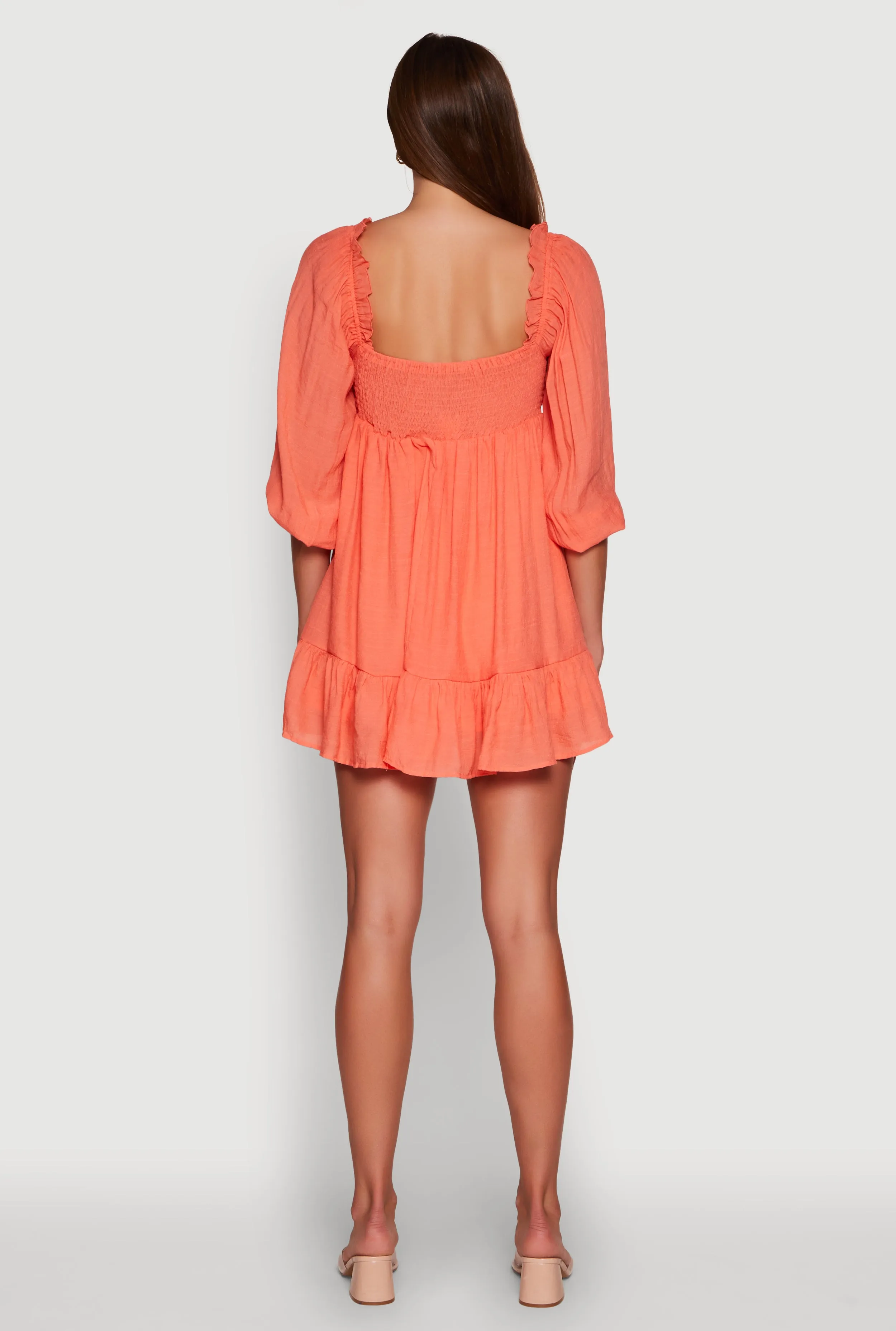 Chic Bubble Sleeve Smocked Back Peasant Dress sold by Rainbow product image thumbnail 5