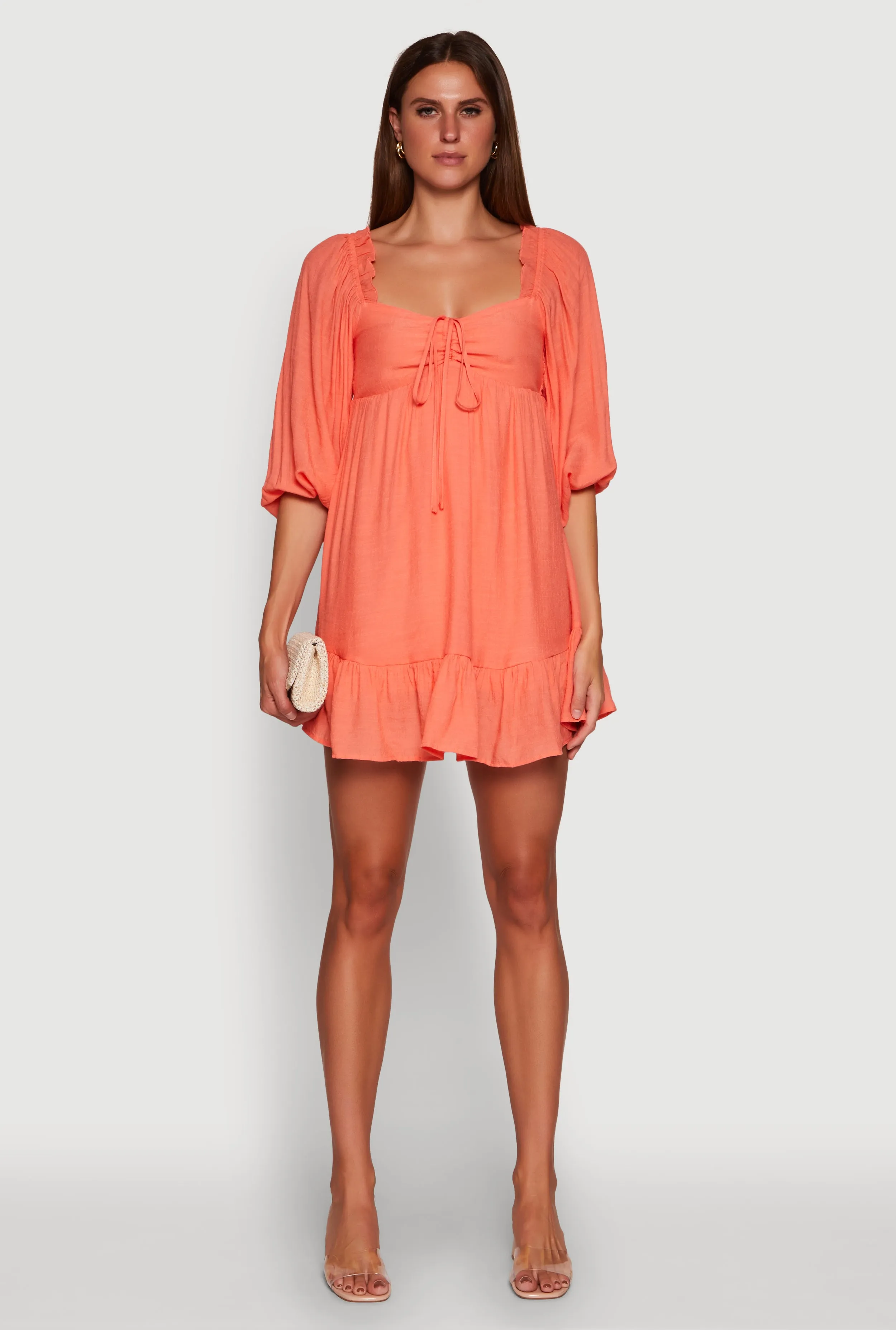 Chic Bubble Sleeve Smocked Back Peasant Dress sold by Rainbow