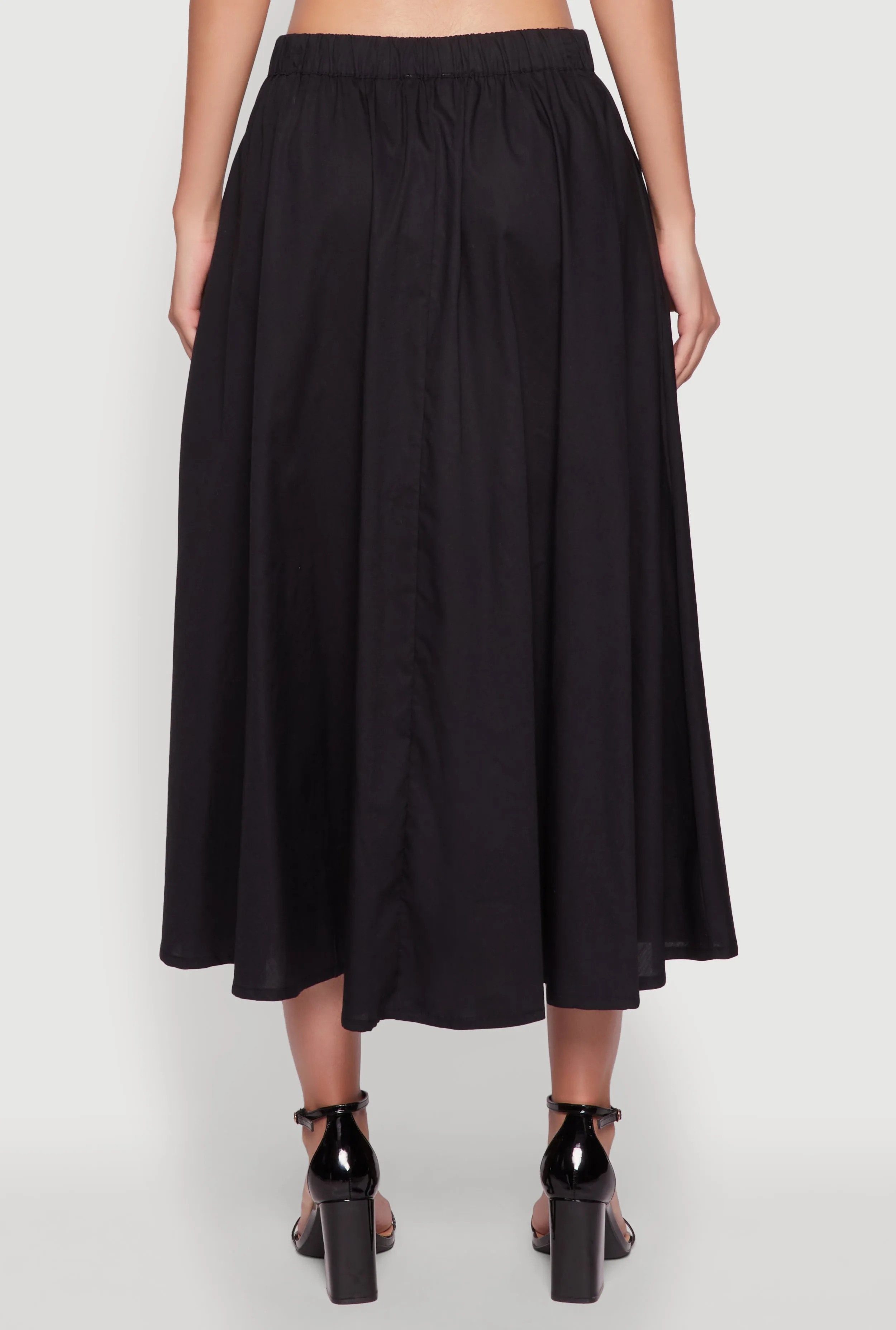 Chic Poplin Button Front Mid Length Skater Skirt sold by Rainbow product image thumbnail 4