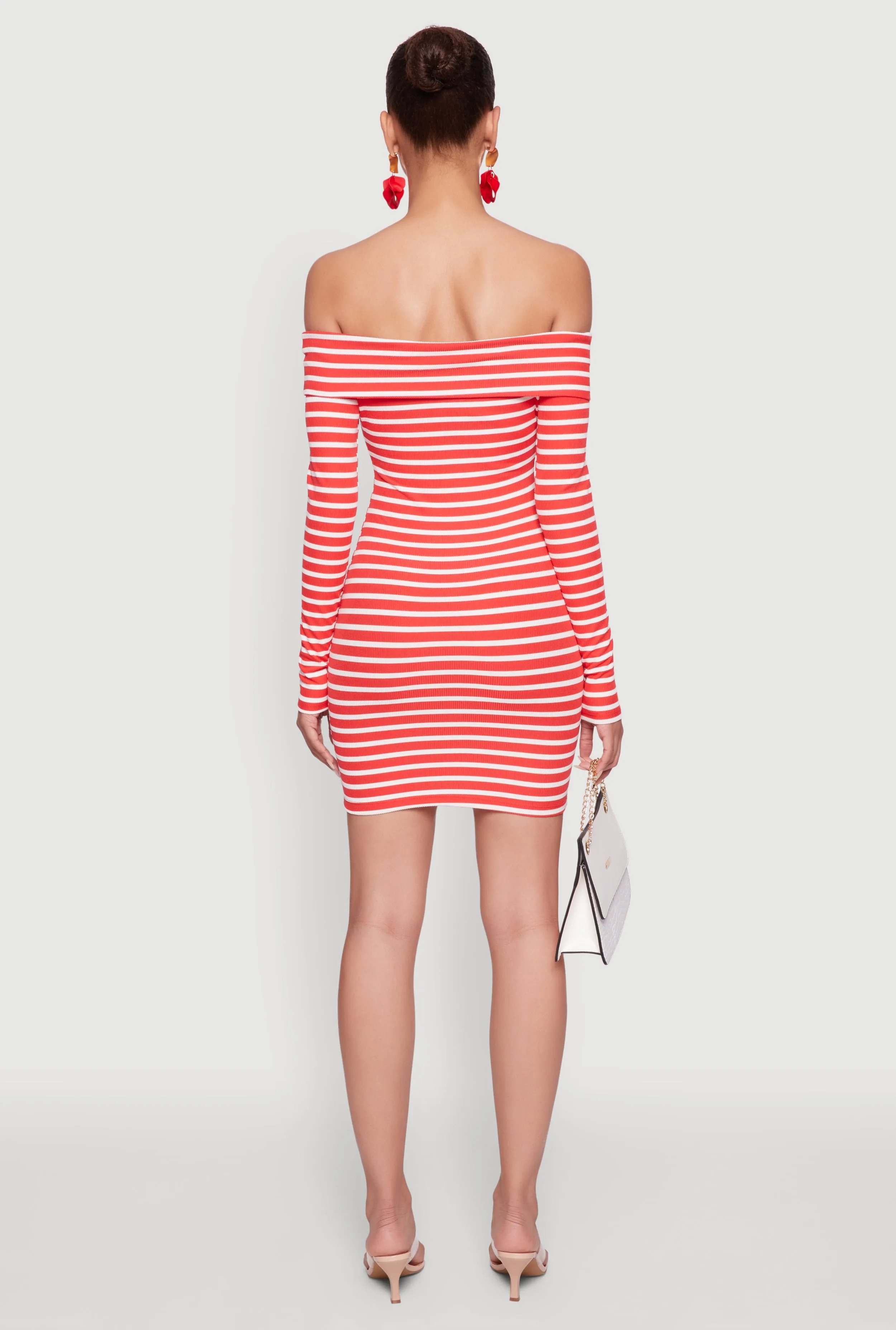 Iris Striped Off The Shoulder Mini Bodycon Dress sold by Rainbow product image thumbnail 5