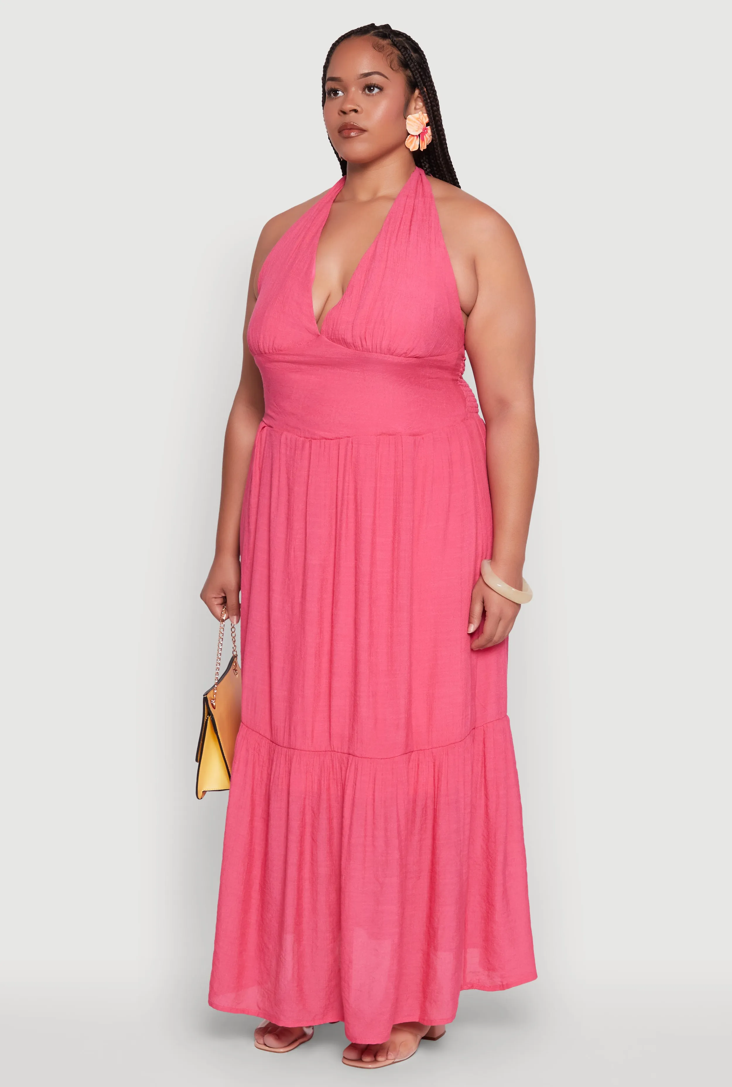 Plus Size Chic Smocked Back Halter Maxi Sundress sold by Rainbow product image thumbnail 3