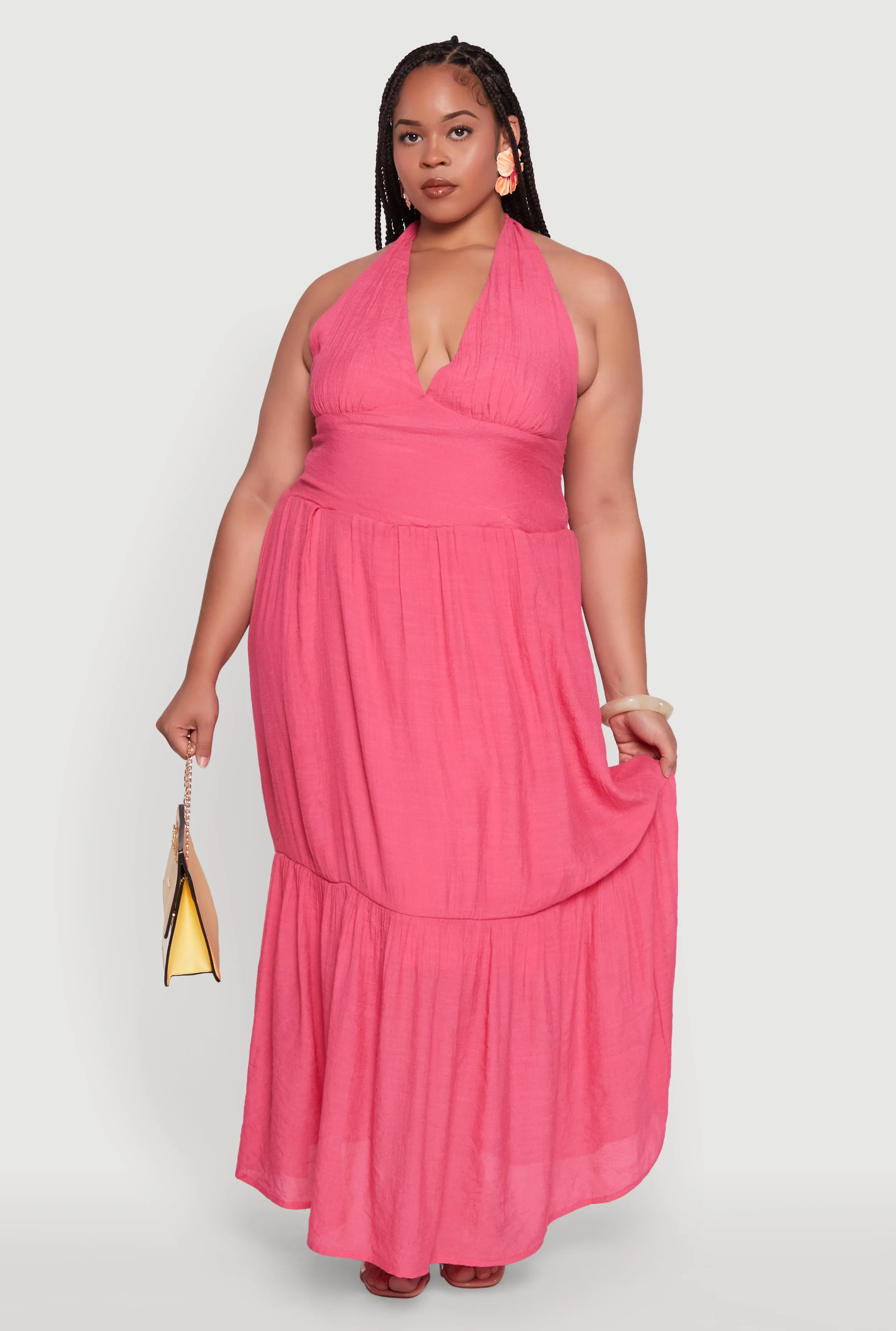 Plus Size Chic Smocked Back Halter Maxi Sundress sold by Rainbow product image thumbnail 2