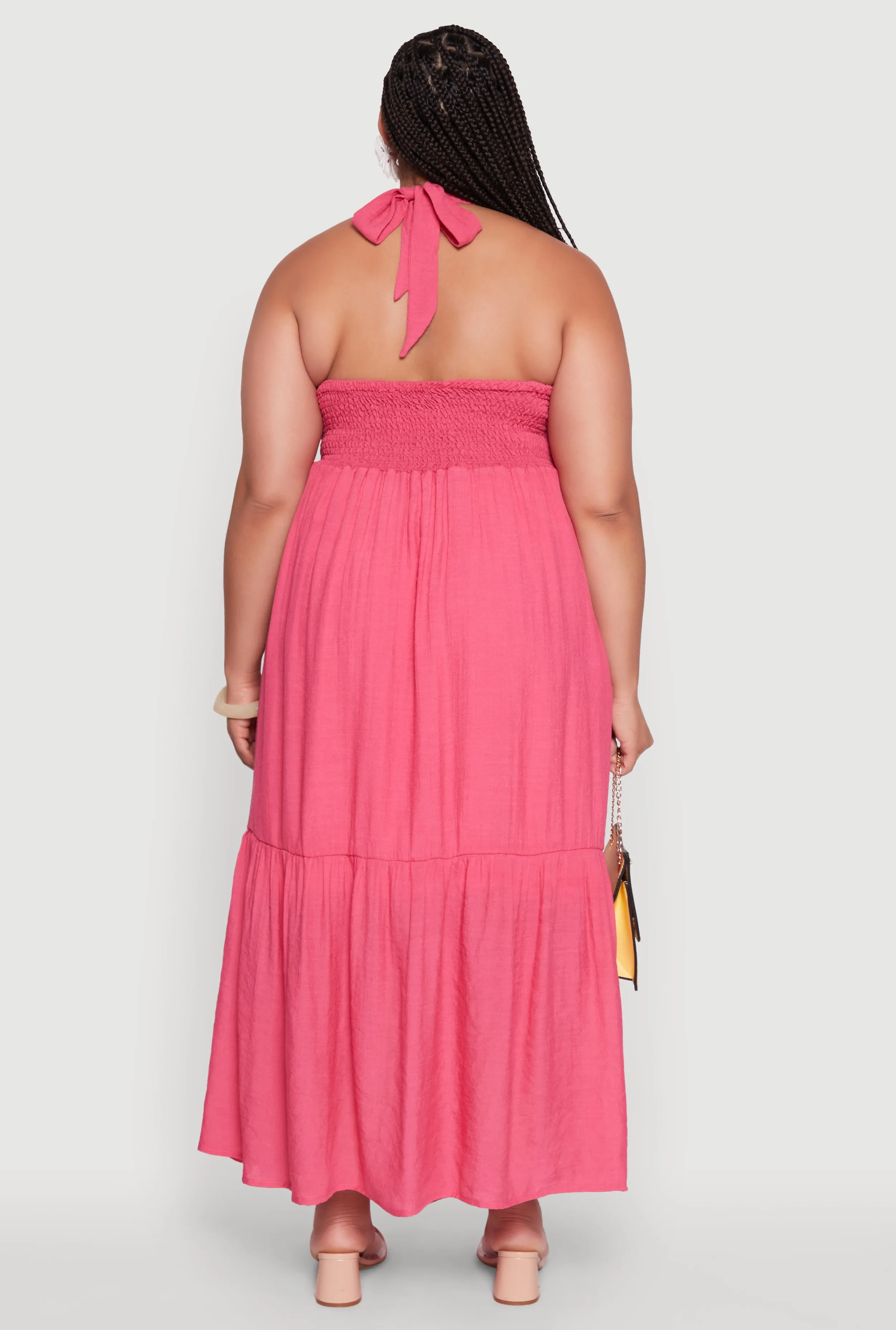 Plus Size Chic Smocked Back Halter Maxi Sundress sold by Rainbow product image thumbnail 5
