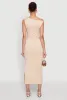 Asymmetrical Neckline Ruched Bodycon Dress with Side Slit sold by Rainbow