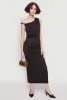 Asymmetrical Neckline Ruched Bodycon Dress with Side Slit sold by Rainbow