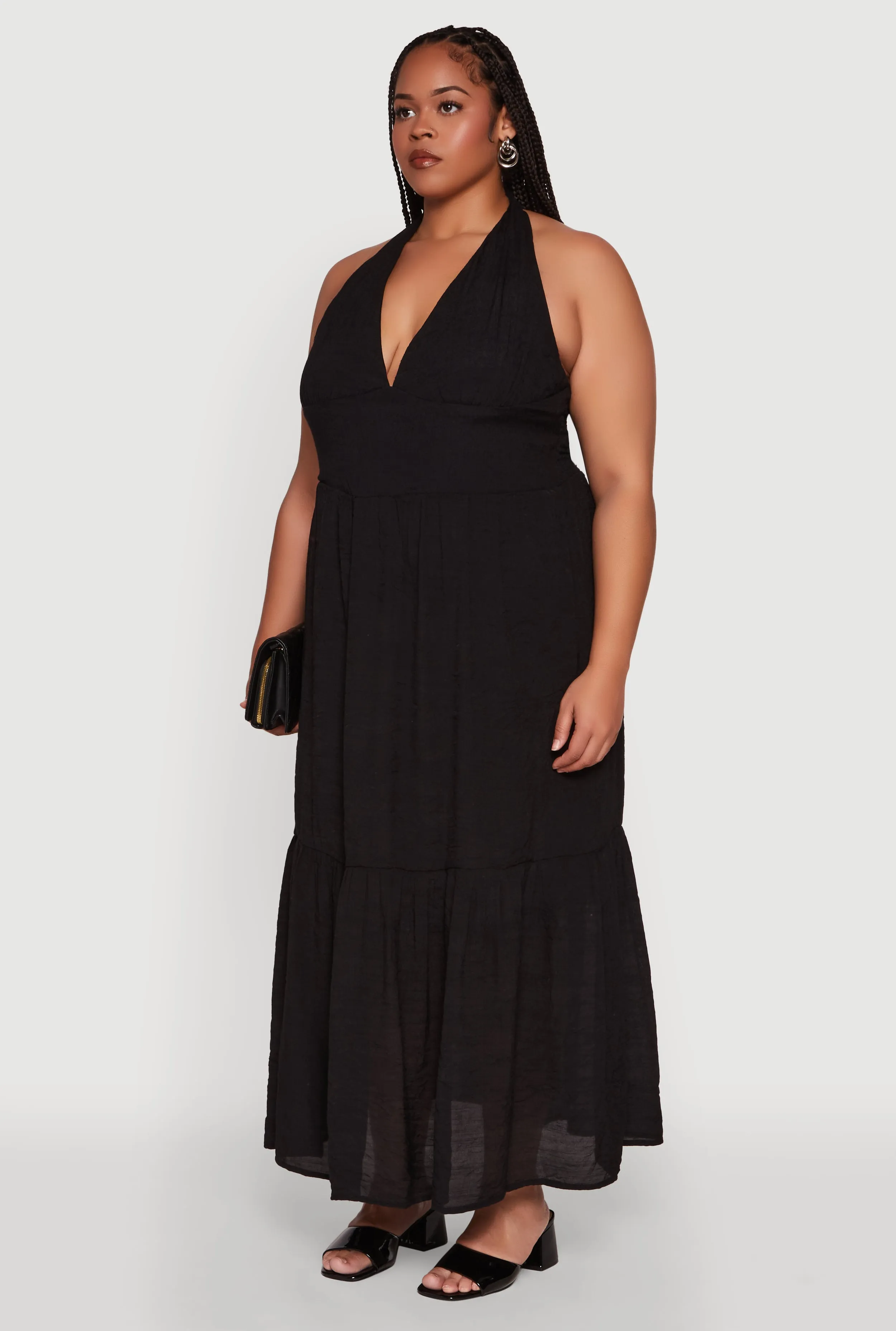 Plus Size Chic Smocked Back Halter Maxi Sundress sold by Rainbow product image thumbnail 2