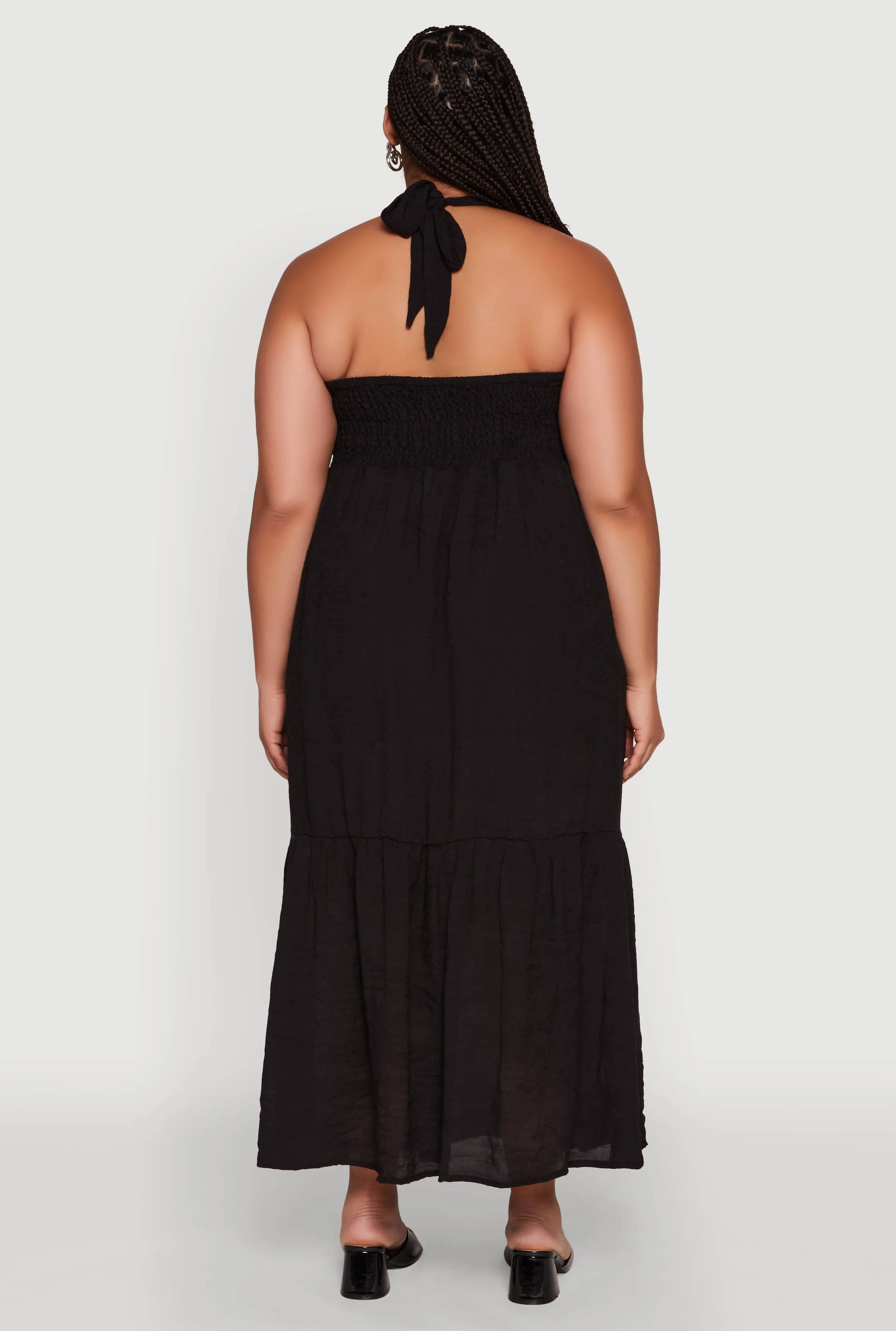 Plus Size Chic Smocked Back Halter Maxi Sundress sold by Rainbow product image thumbnail 4