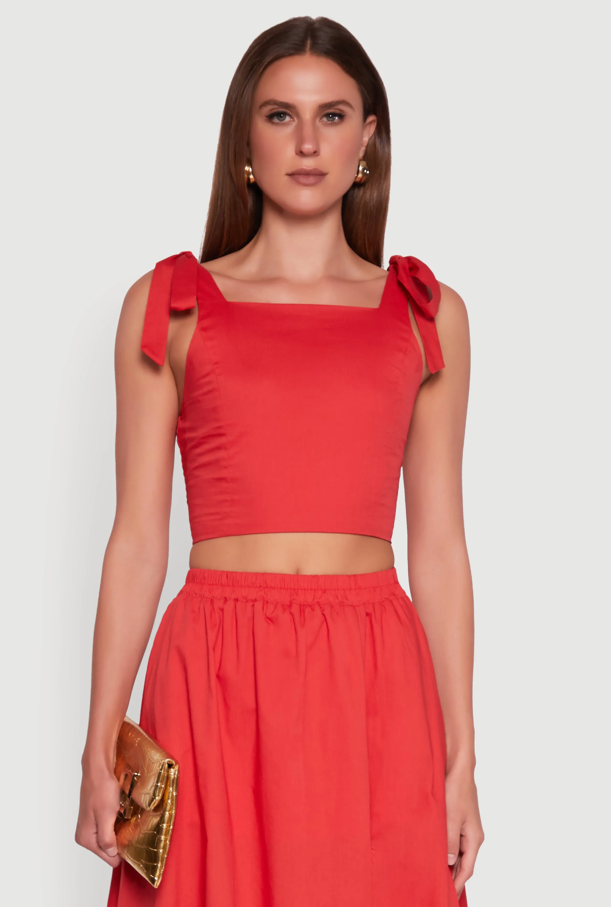 Chic Bow Detail Smocked Crop Top sold by Rainbow