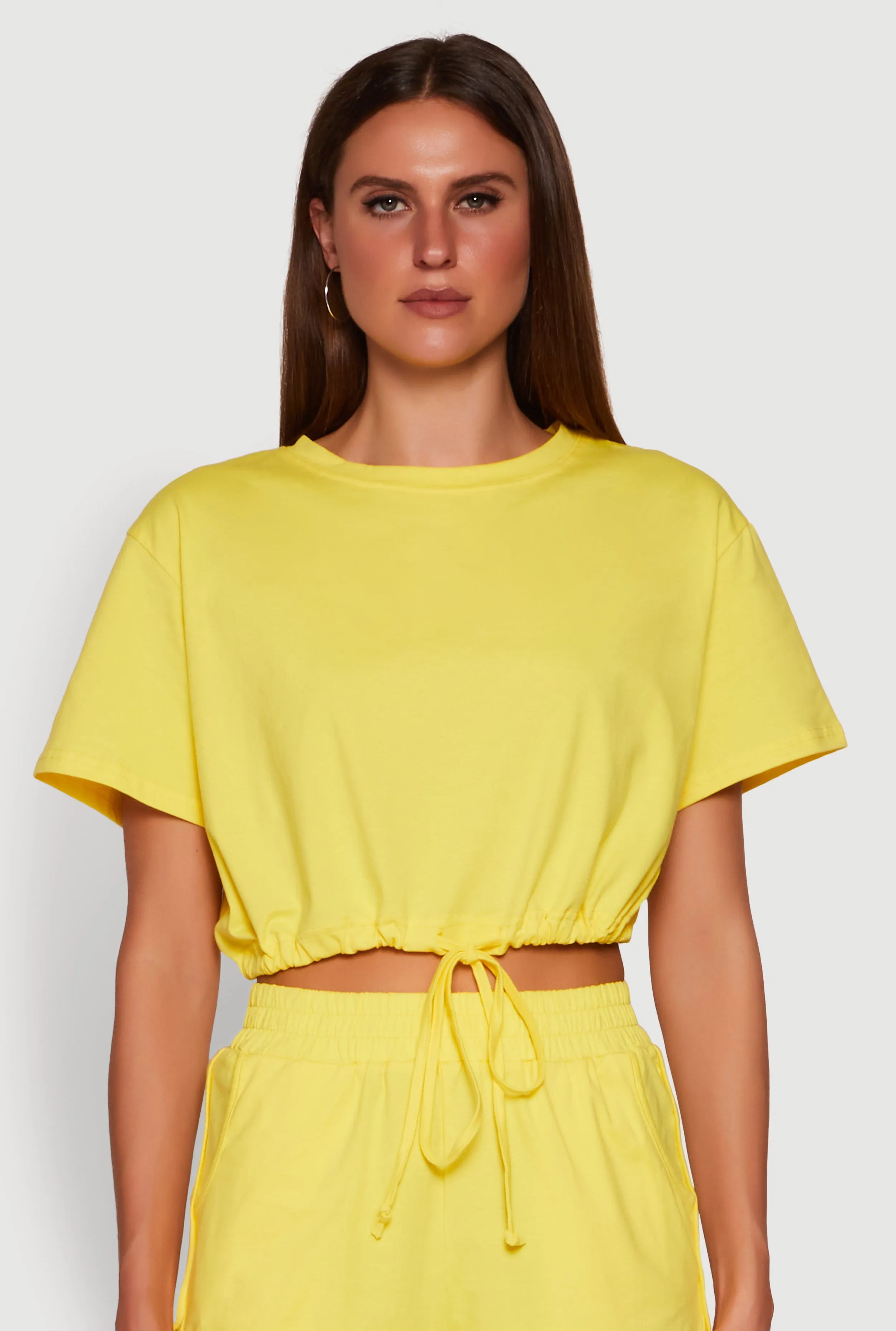 Daisy Short Sleeve Drawstring Hem Crop Top sold by Rainbow