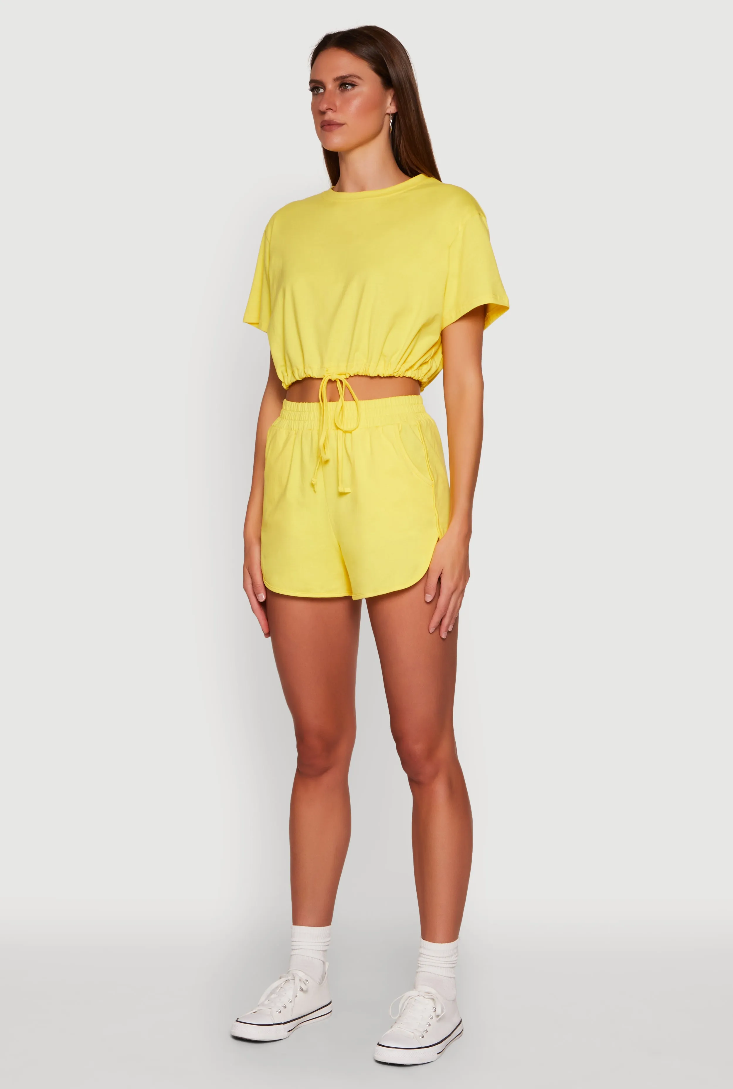 Daisy Short Sleeve Drawstring Hem Crop Top sold by Rainbow product image thumbnail 5