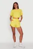 Daisy Short Sleeve Drawstring Hem Crop Top sold by Rainbow