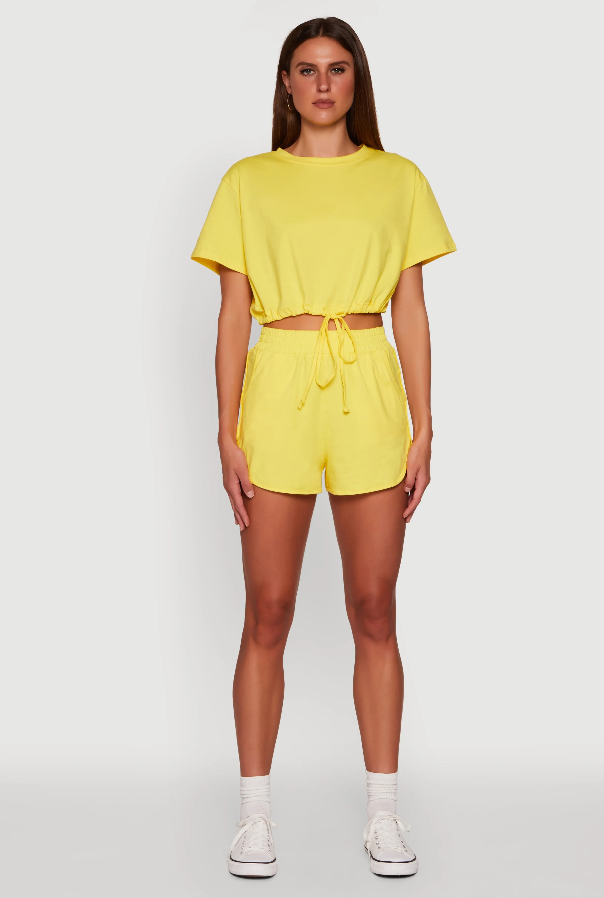 Daisy Short Sleeve Drawstring Hem Crop Top sold by Rainbow product image thumbnail 2