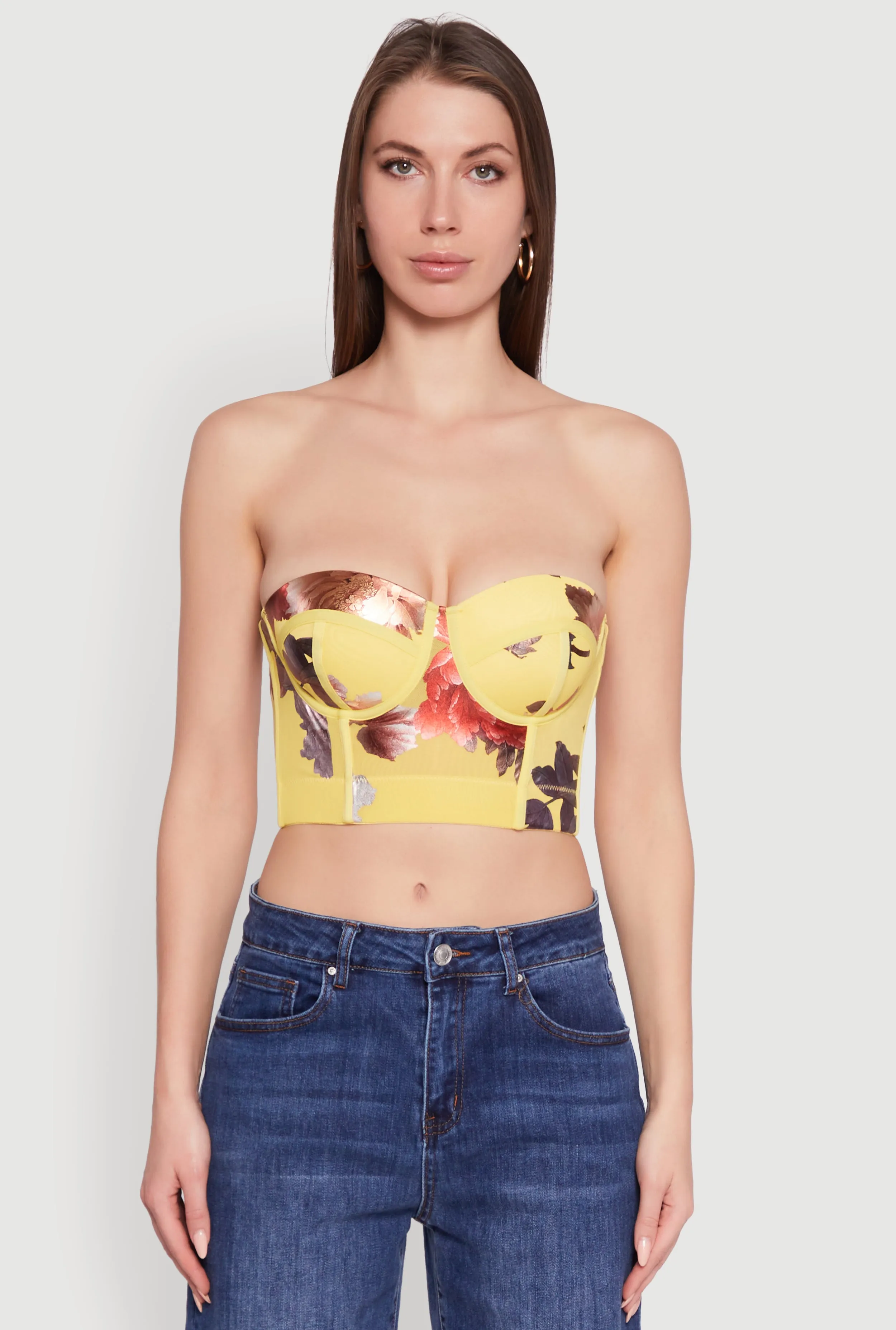 Stylish Floral Mesh Bustier Crop Top sold by Rainbow product image thumbnail 3