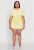 Plus Size Daisy Striped Button Detail Shorts sold by Rainbow