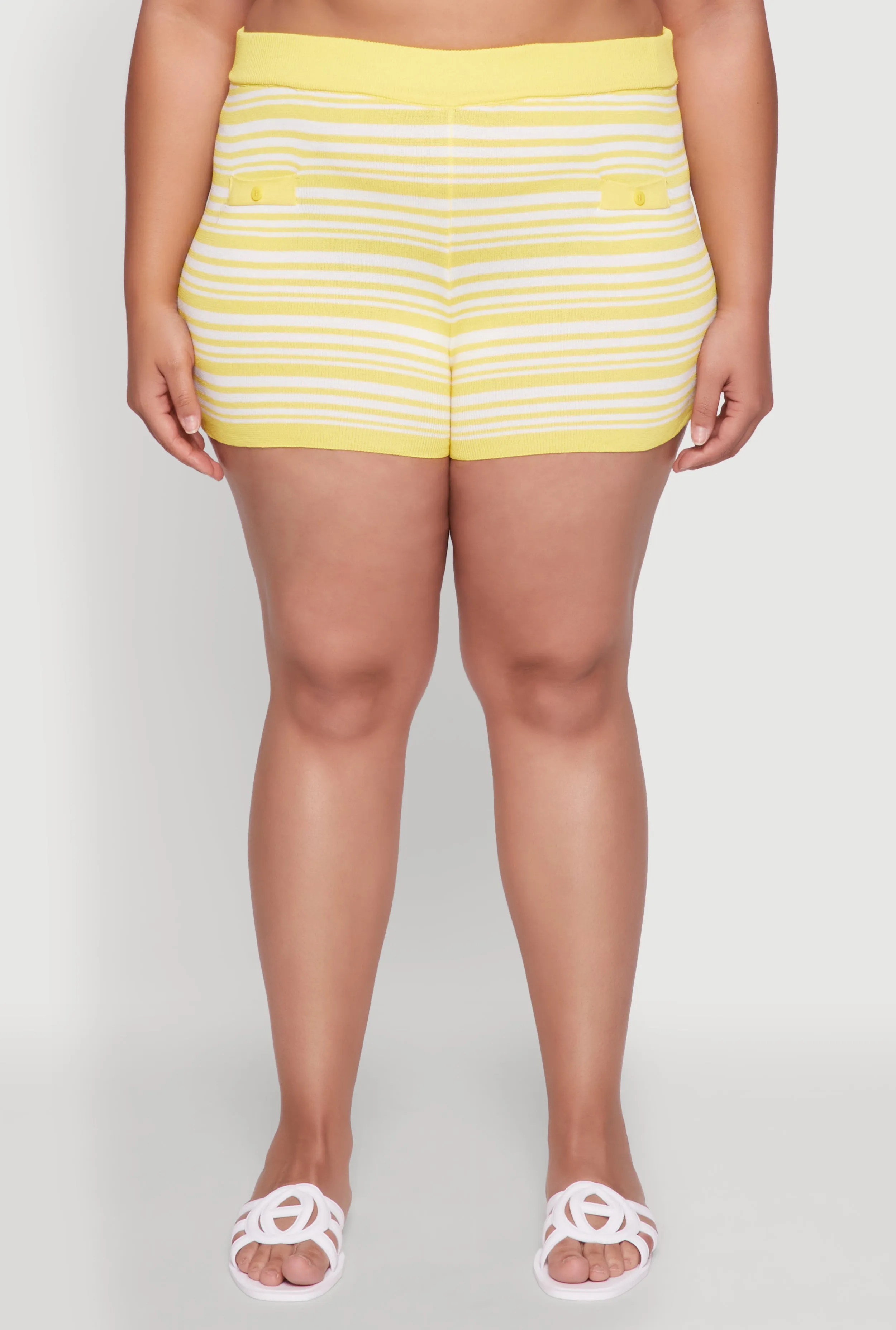 Plus Size Daisy Striped Button Detail Shorts sold by Rainbow product image thumbnail 3