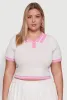 Plus Size Daisy Varsity Stripe Crop Polo Tee sold by Rainbow