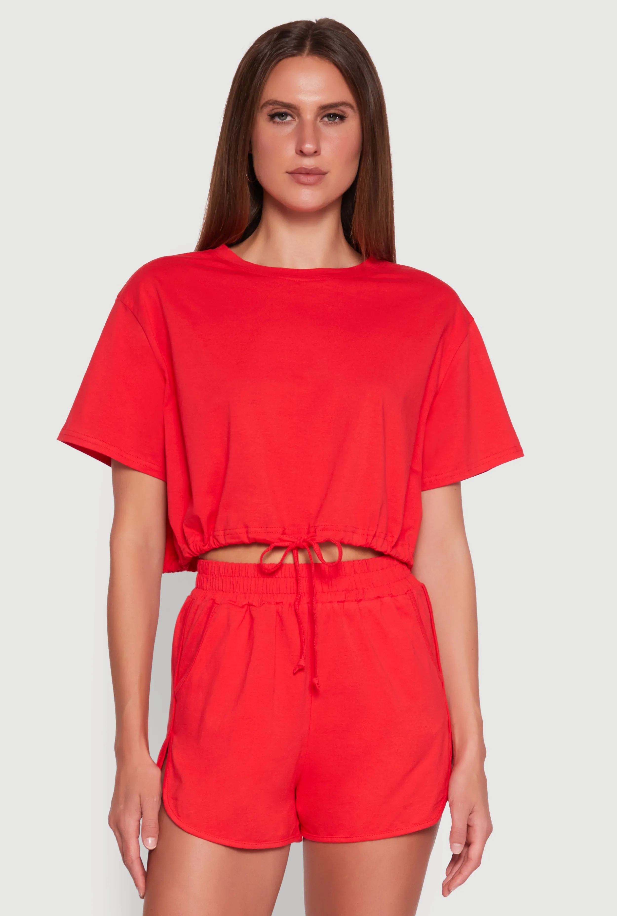 Daisy Short Sleeve Drawstring Hem Crop Top sold by Rainbow