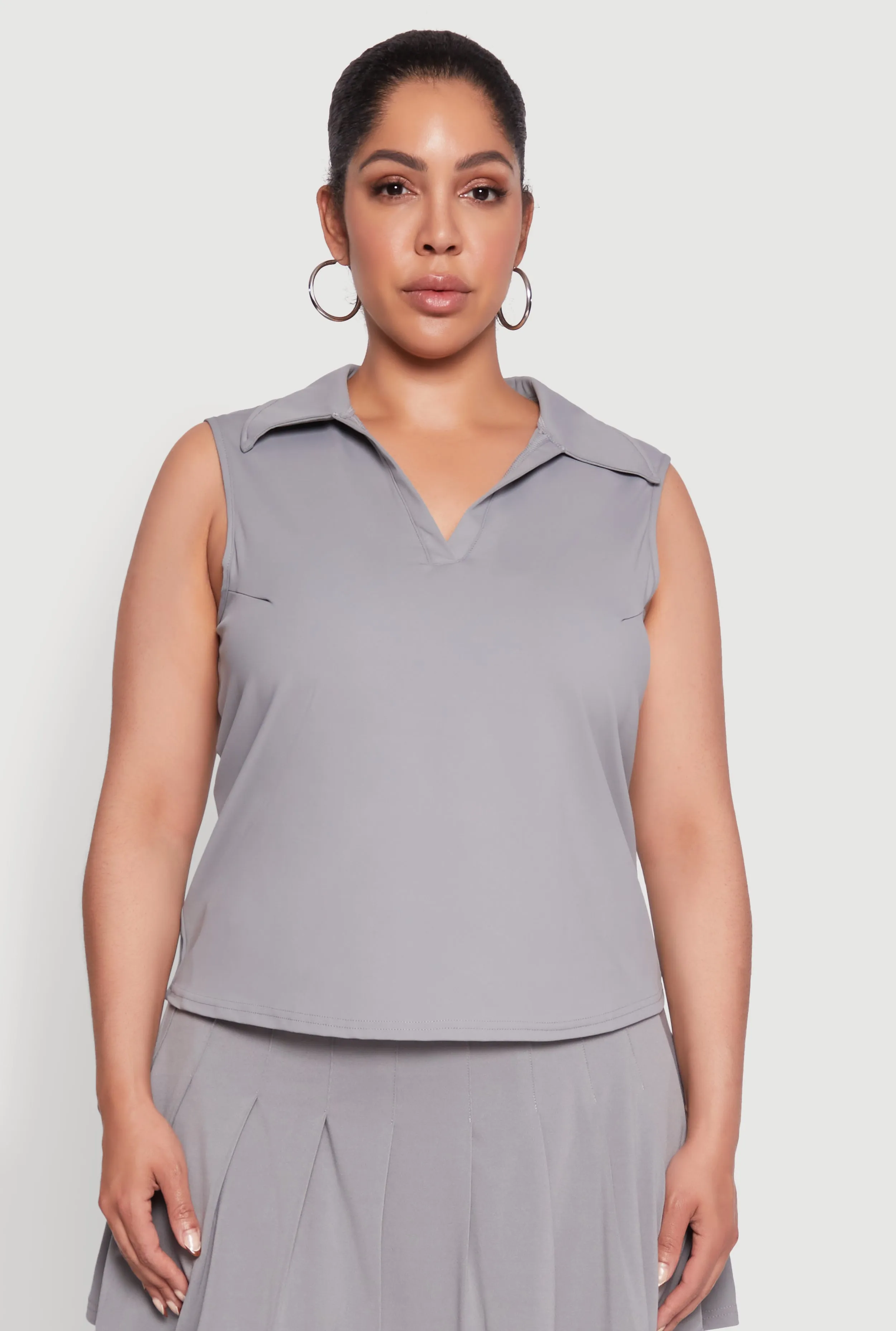 Plus Size Active Sleeveless Polo Top sold by Rainbow