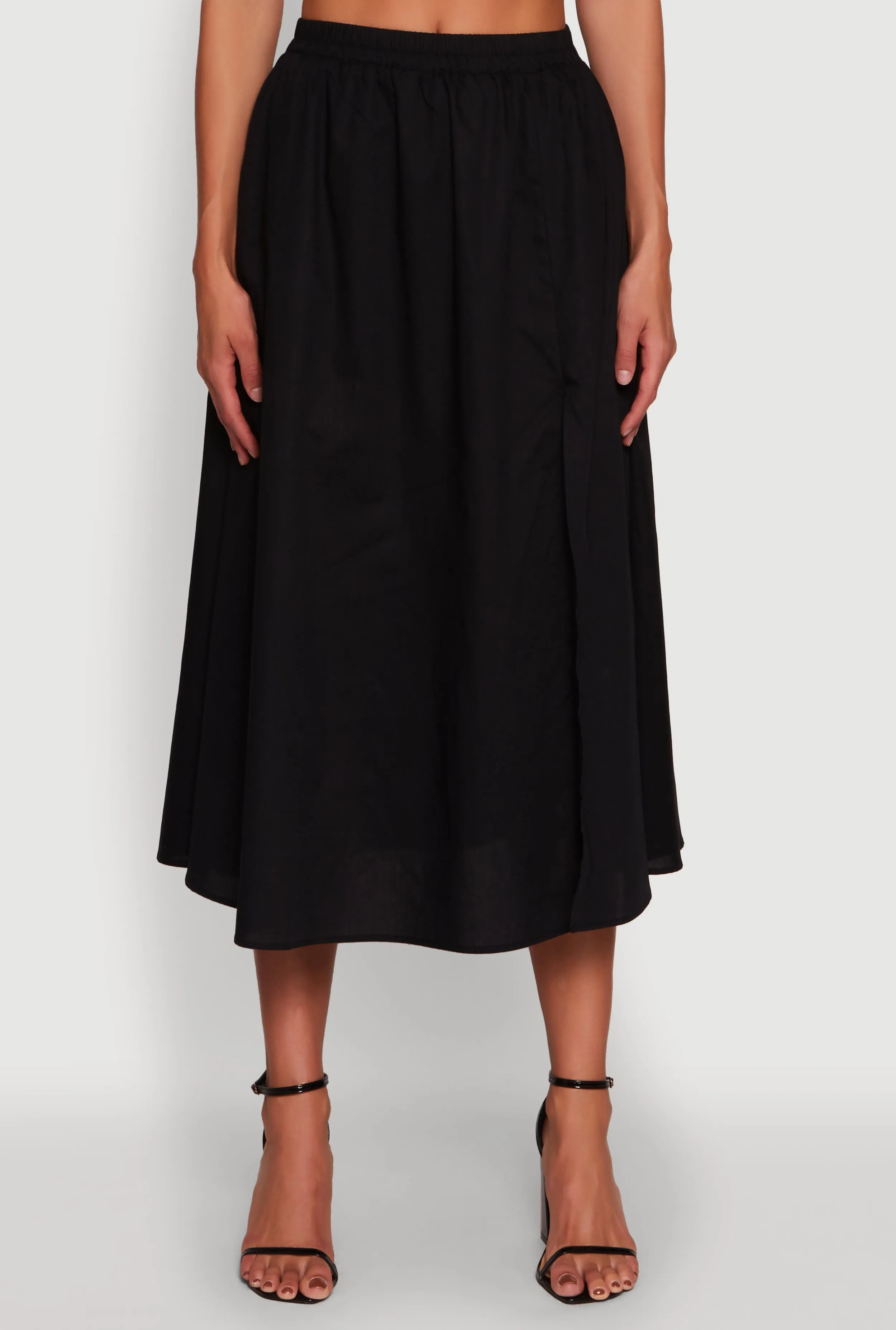 Trendy Poplin High Waisted Side Slit Midi Skirt sold by Rainbow product image thumbnail 3