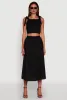 Trendy Poplin High Waisted Side Slit Midi Skirt sold by Rainbow