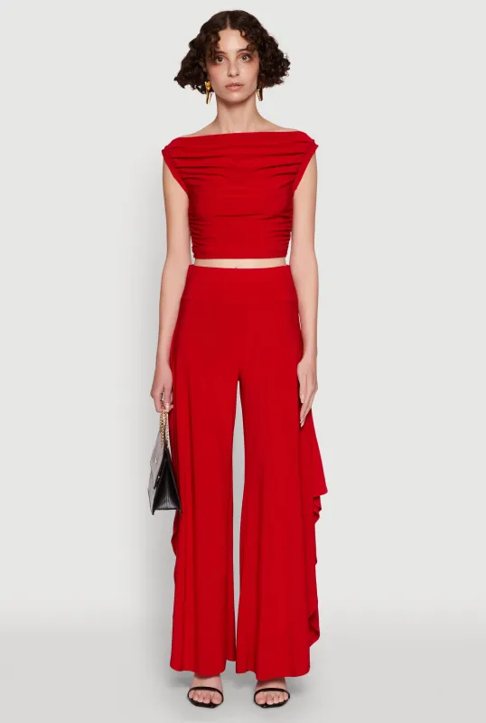 Palazzo Pants with Wide Leg and Asymmetrical Design sold by Rainbow
