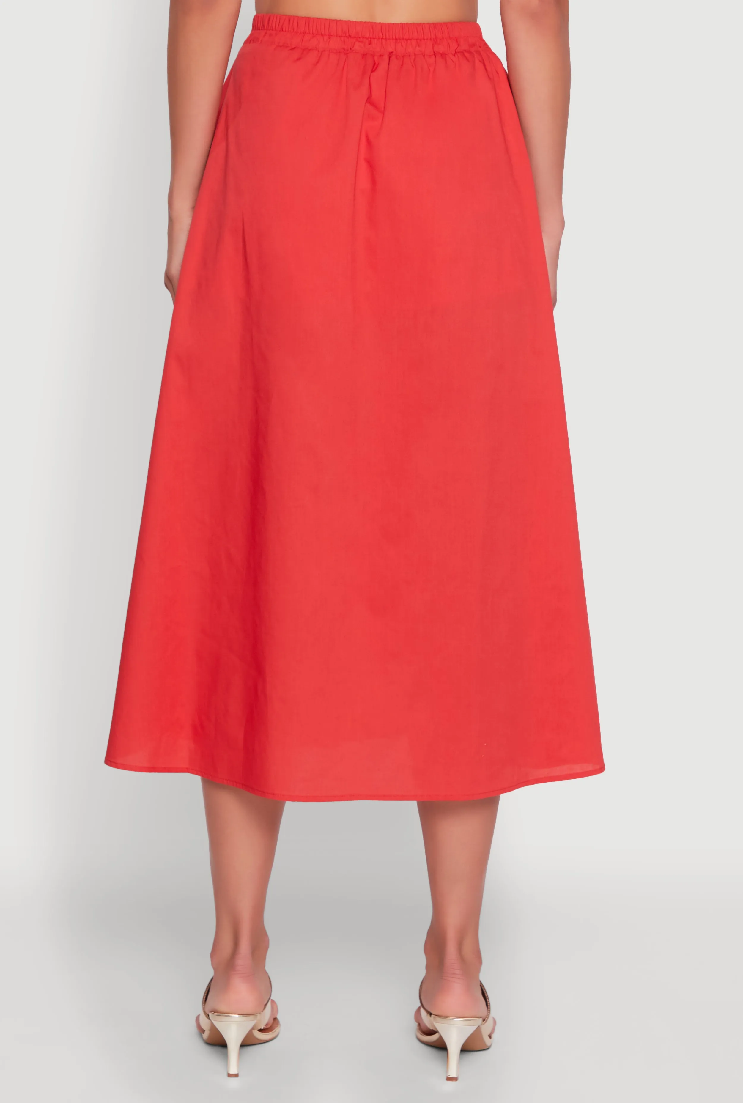 Trendy Poplin High Waisted Side Slit Midi Skirt sold by Rainbow product image thumbnail 5