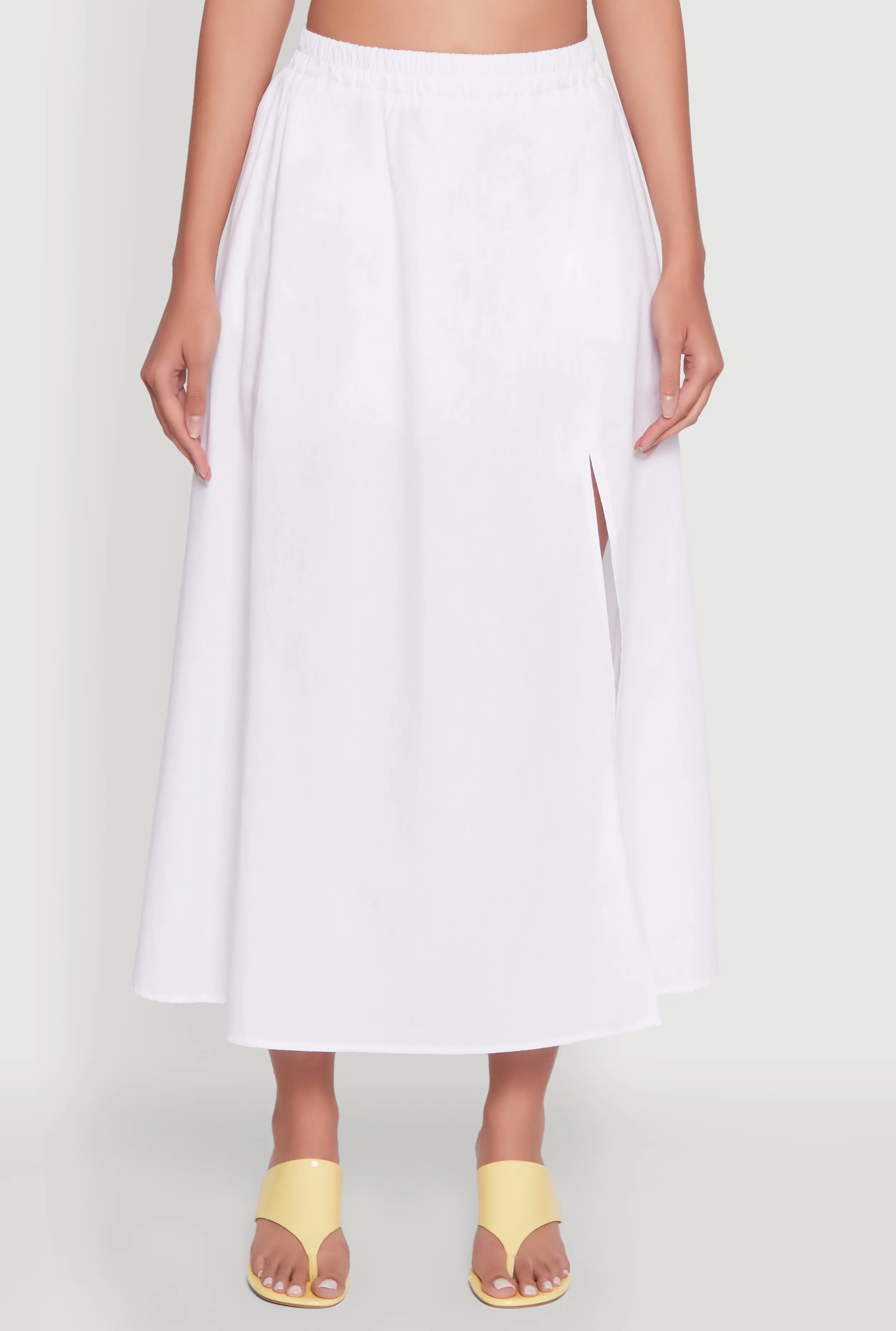 Trendy Poplin High Waisted Side Slit Midi Skirt sold by Rainbow product image thumbnail 3