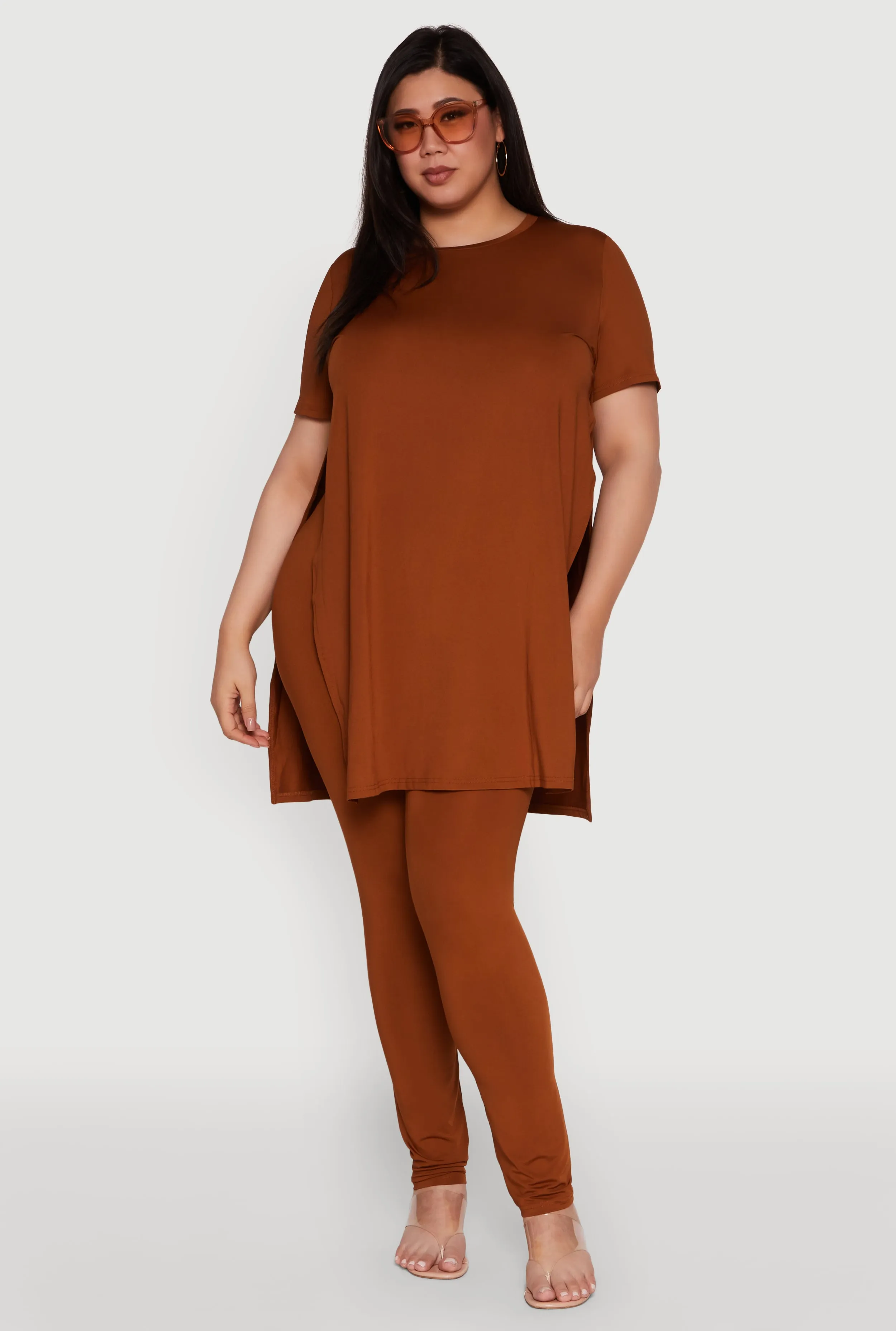 Plus Size Daisy Side Slit Crew Neck Tunic Top sold by Rainbow product image thumbnail 3