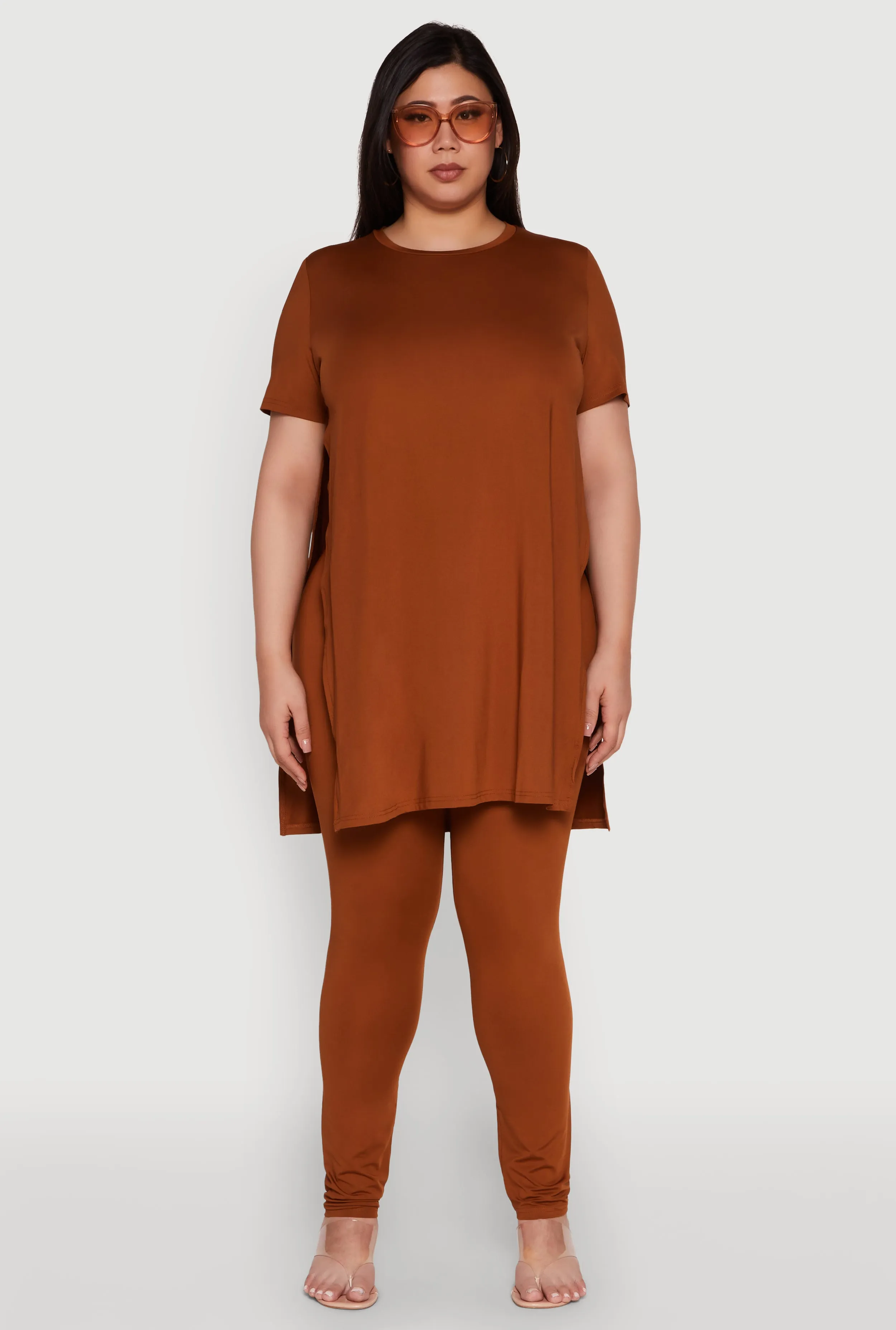 Plus Size Daisy Side Slit Crew Neck Tunic Top sold by Rainbow product image thumbnail 2