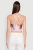 Stylish Floral Mesh Bustier Crop Top sold by Rainbow